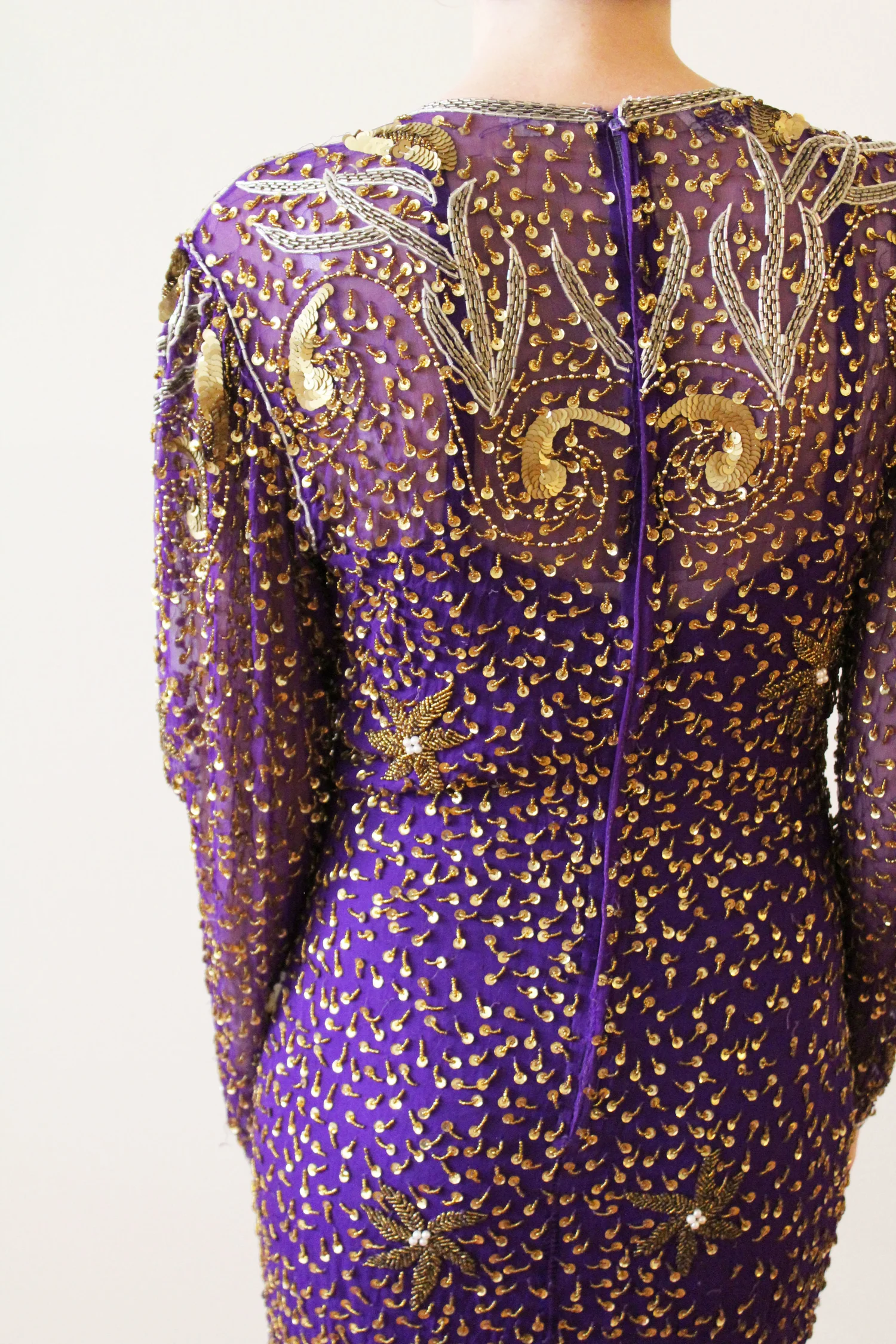 open lace back dress One-Sleeve Short Floral-Sequin Party Dress 4014 Lavender / 000 main image 1