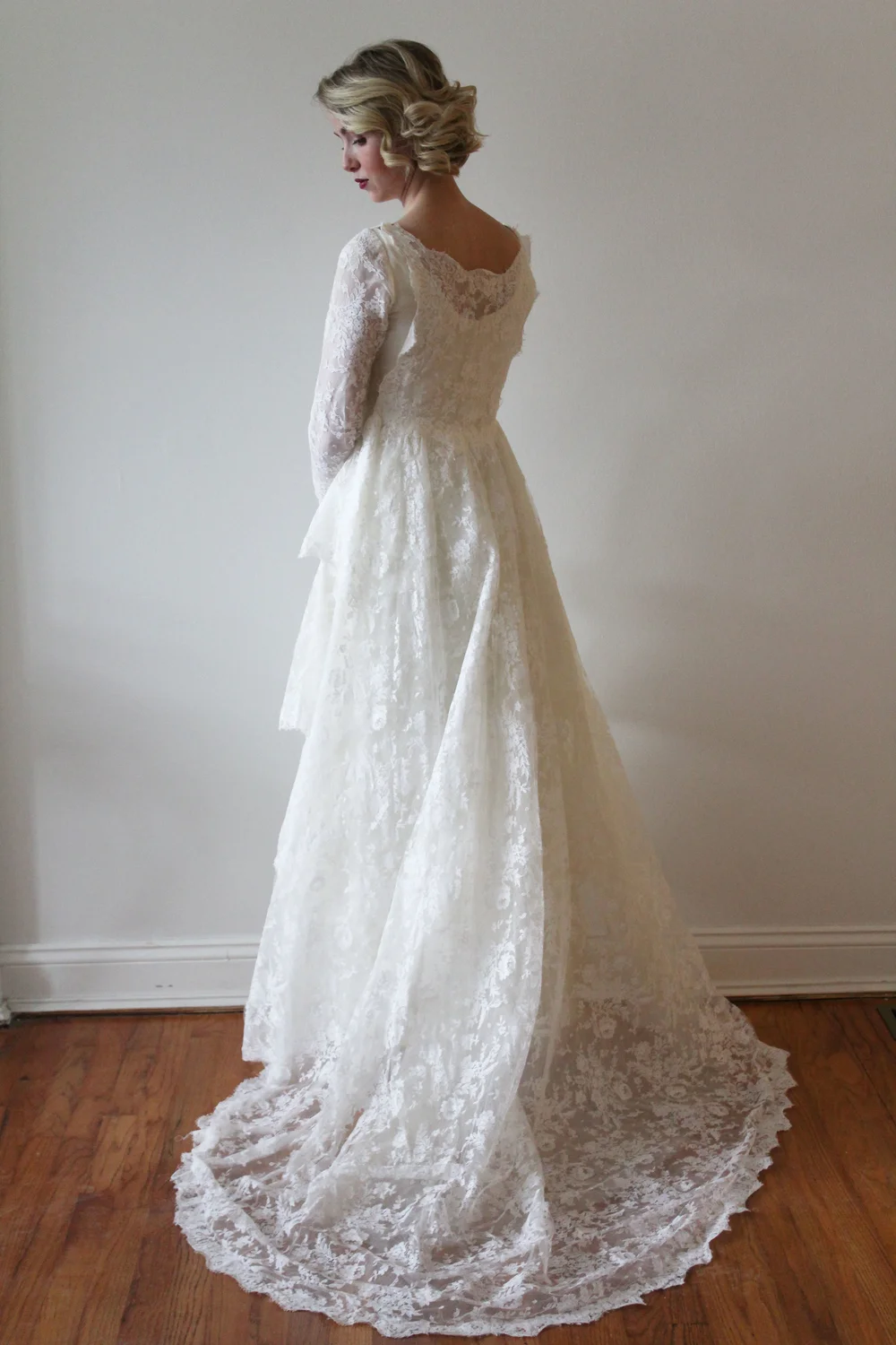 Vintage 1960s Tiered Lace Wedding Dress - Jaylan  Miranda's Vintage Bridal