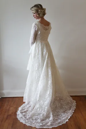 Vintage 1960s Tiered Lace Wedding Dress - Jaylan  Miranda's Vintage Bridal
