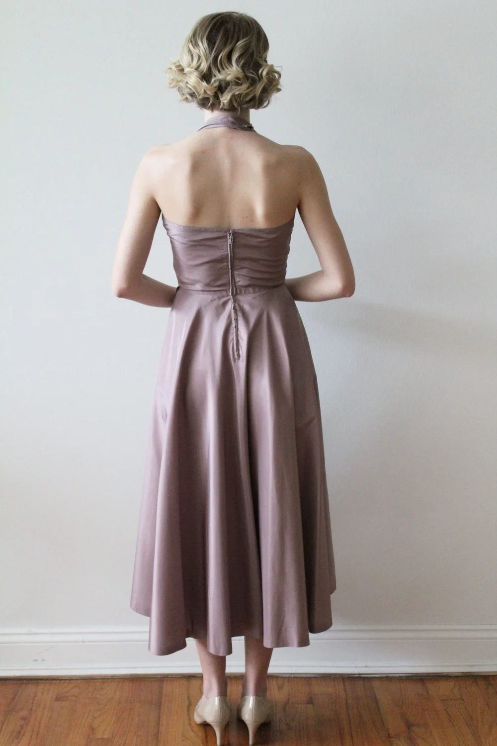 1960s Mauve Halter Style Party Dress  Miranda's Vintage Bridal