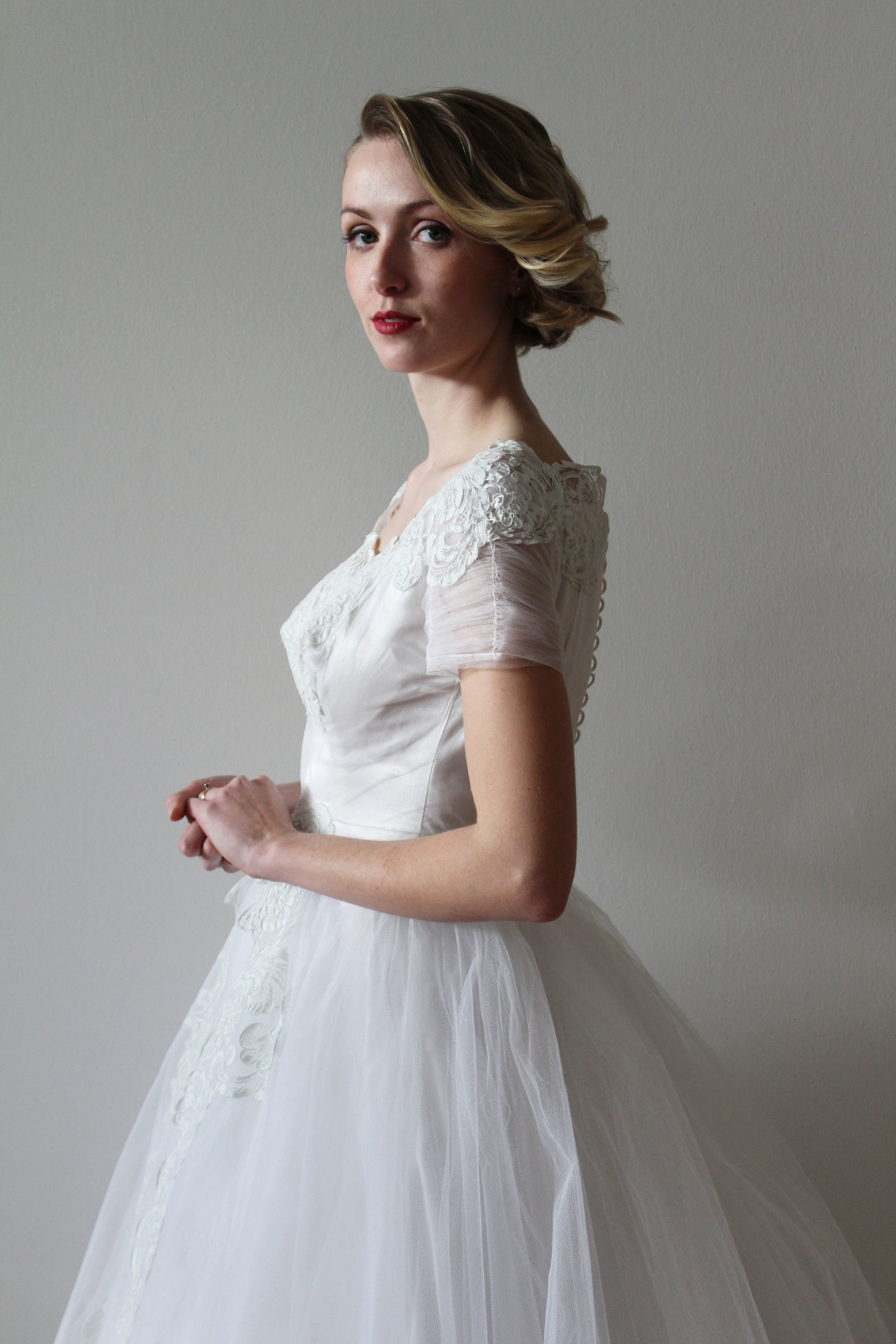 Vintage 1950s Hand Painted Lace Wedding Dress - Hope — Miranda's ...