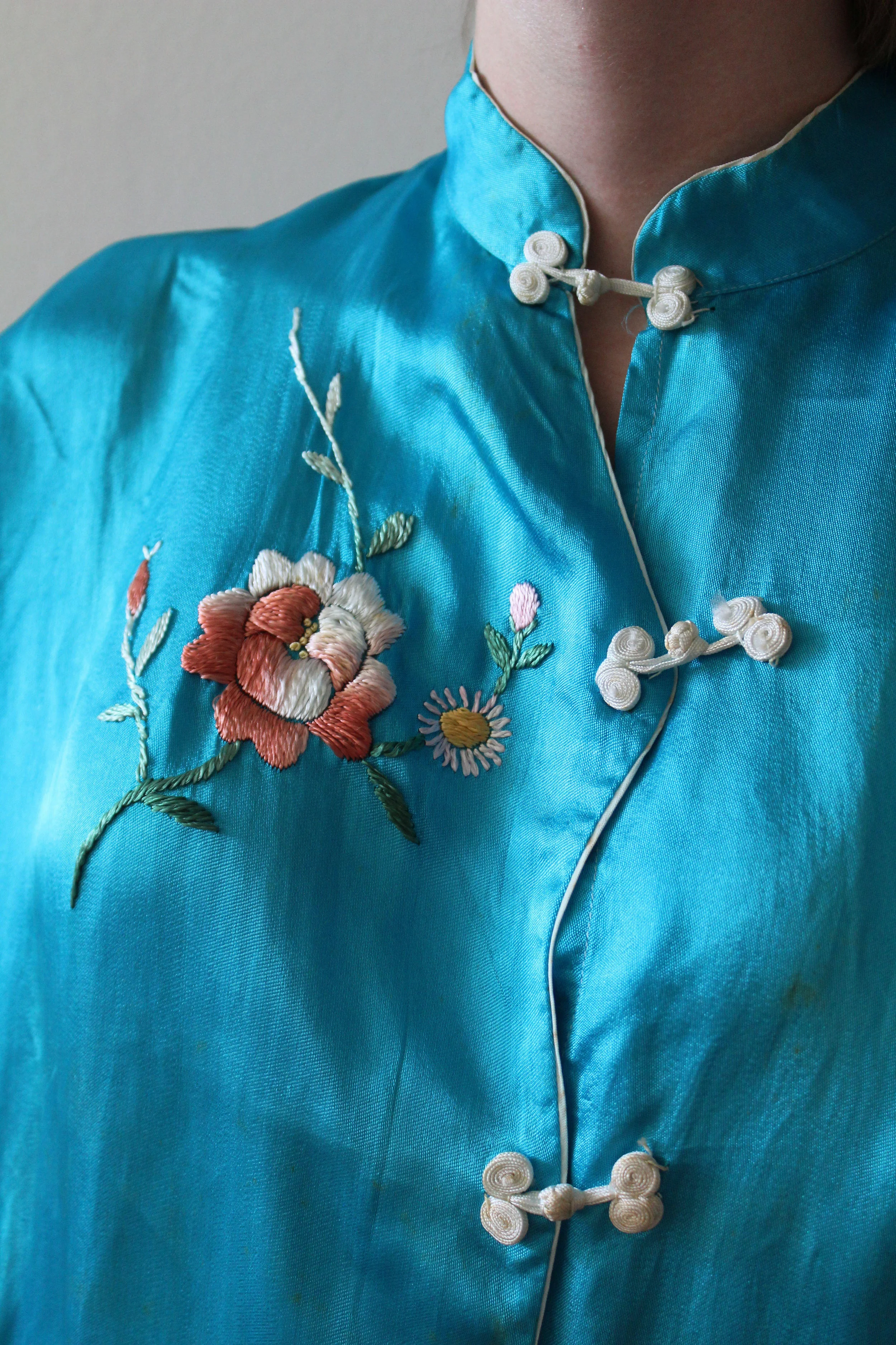 1950s-60s Blue Rayon Pajama Set