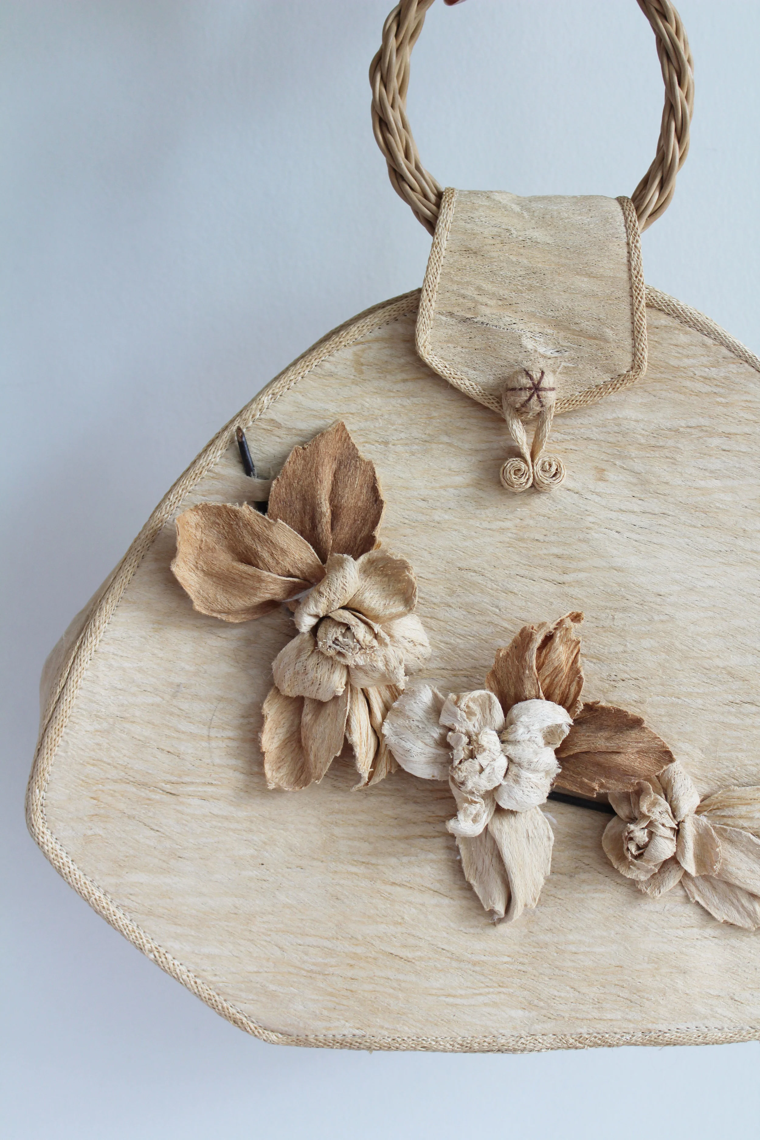 Vintage Floral Wood Fiber Purse