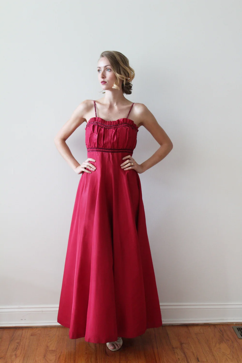 1940s Magenta Taffeta Party Dress  Miranda's Vintage Bridal