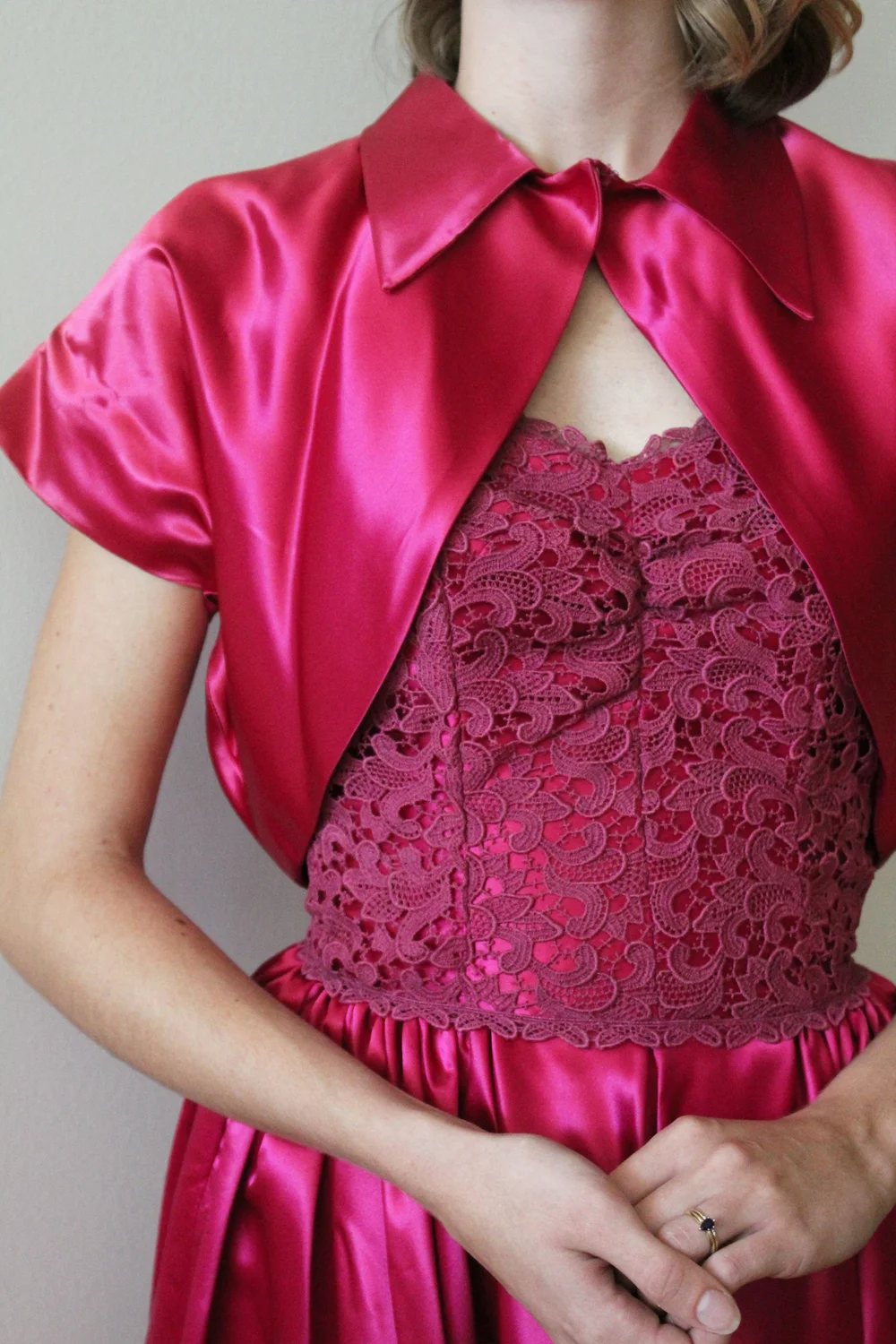 1960s Magenta Lace Party Dress with Matching Bolero  Miranda's Vintage  Bridal