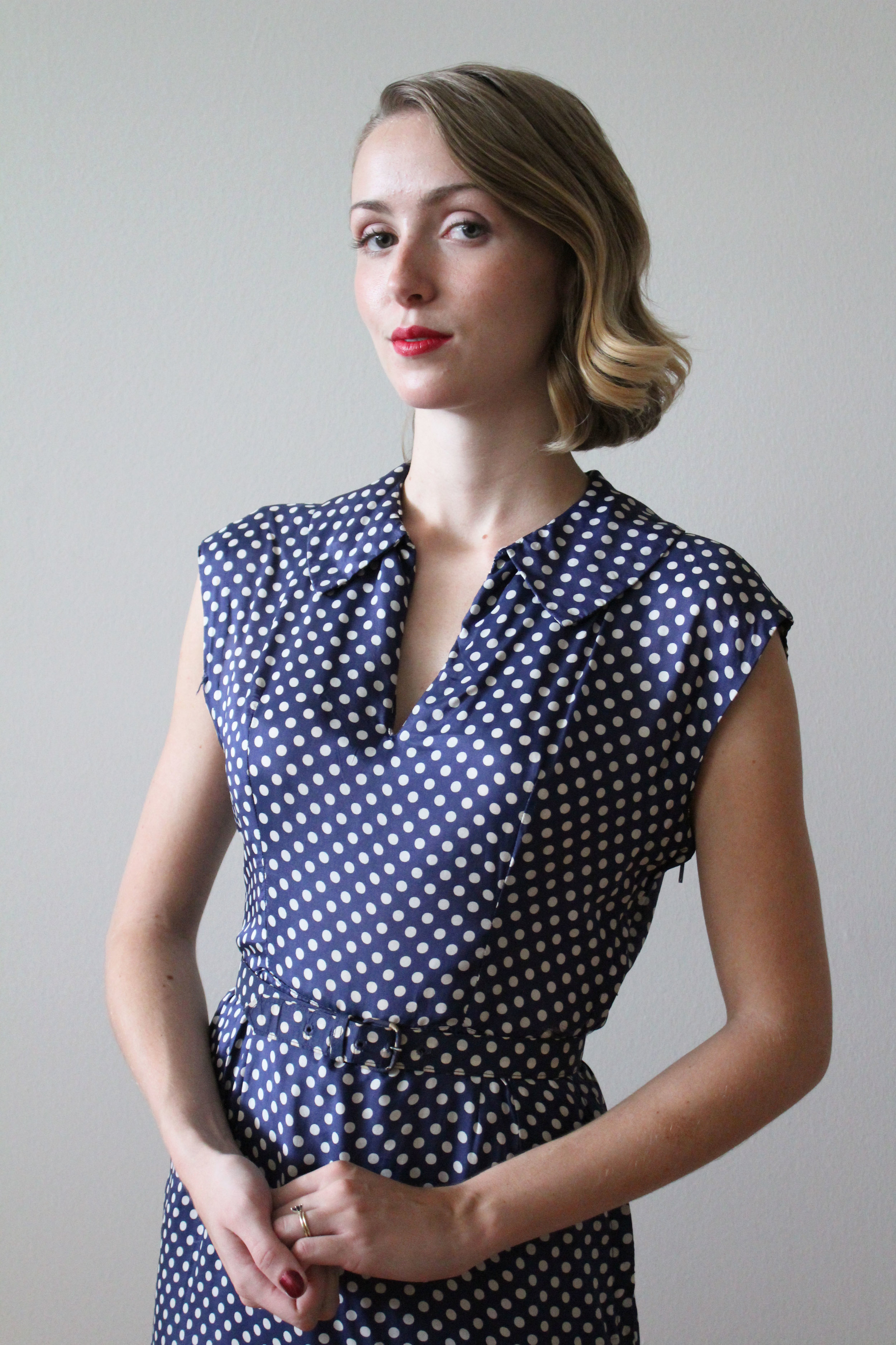 1950s-60s Blue Polka Dot Ensemble