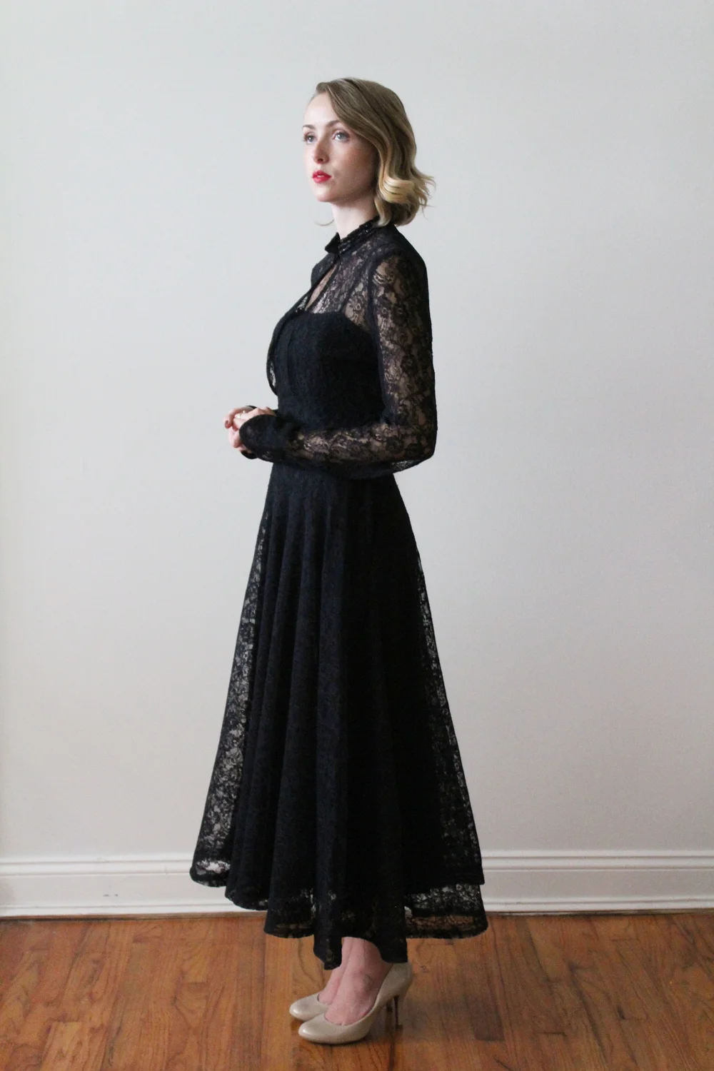 1950s-60s Black Lace Party Dress and Jacket — Miranda's Vintage Bridal