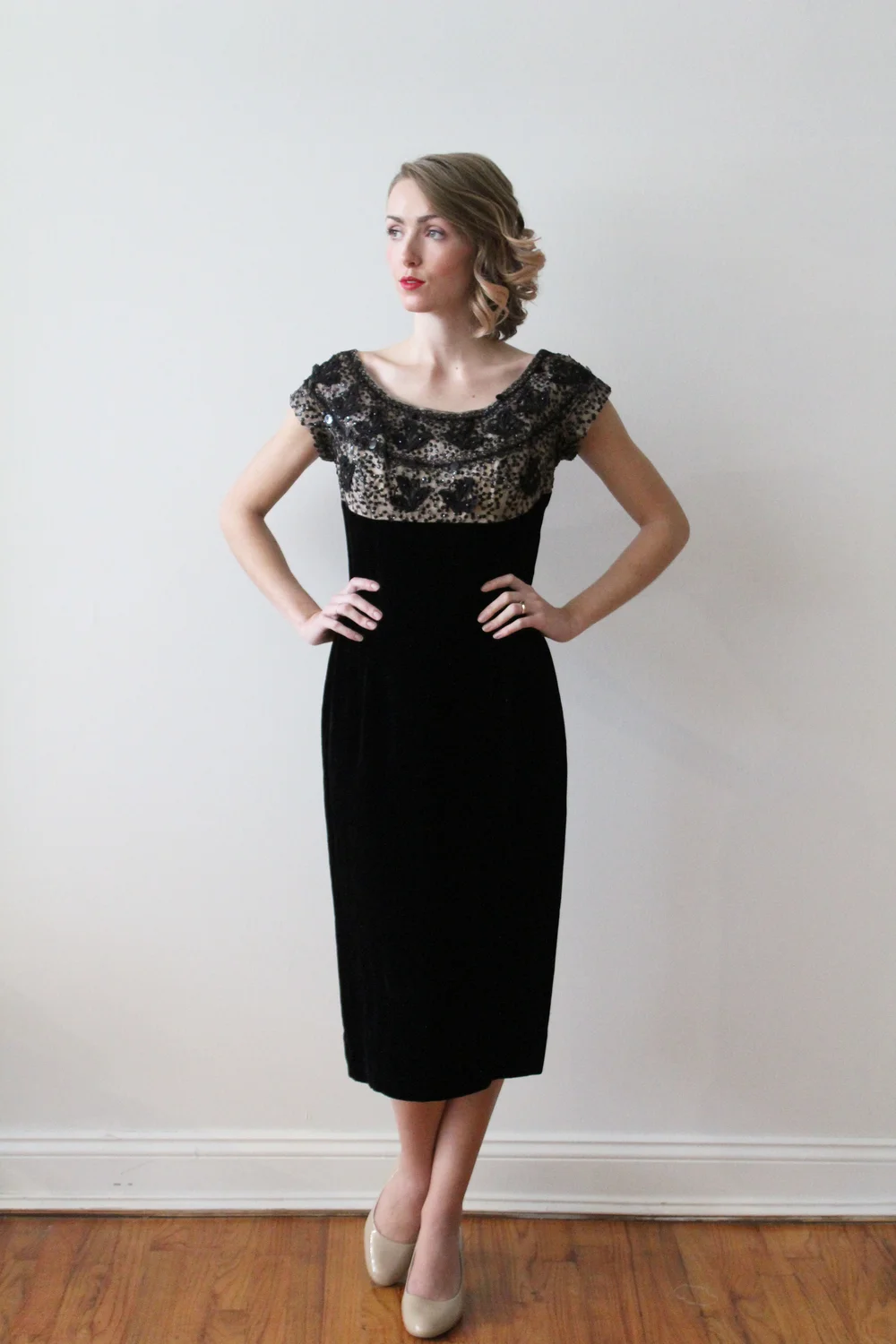 1950s-60s Black Velvet Party Dress  Miranda's Vintage Bridal