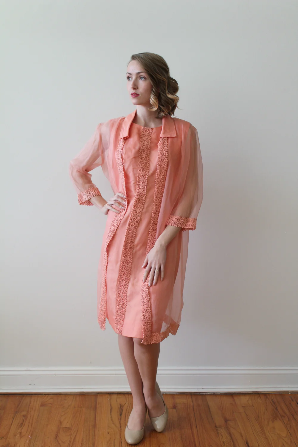 1960s Coral Party Dress Set  Miranda's Vintage Bridal