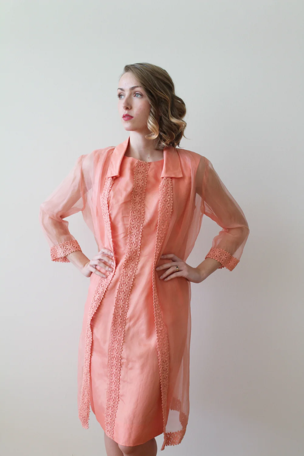 1960s Coral Party Dress Set  Miranda's Vintage Bridal