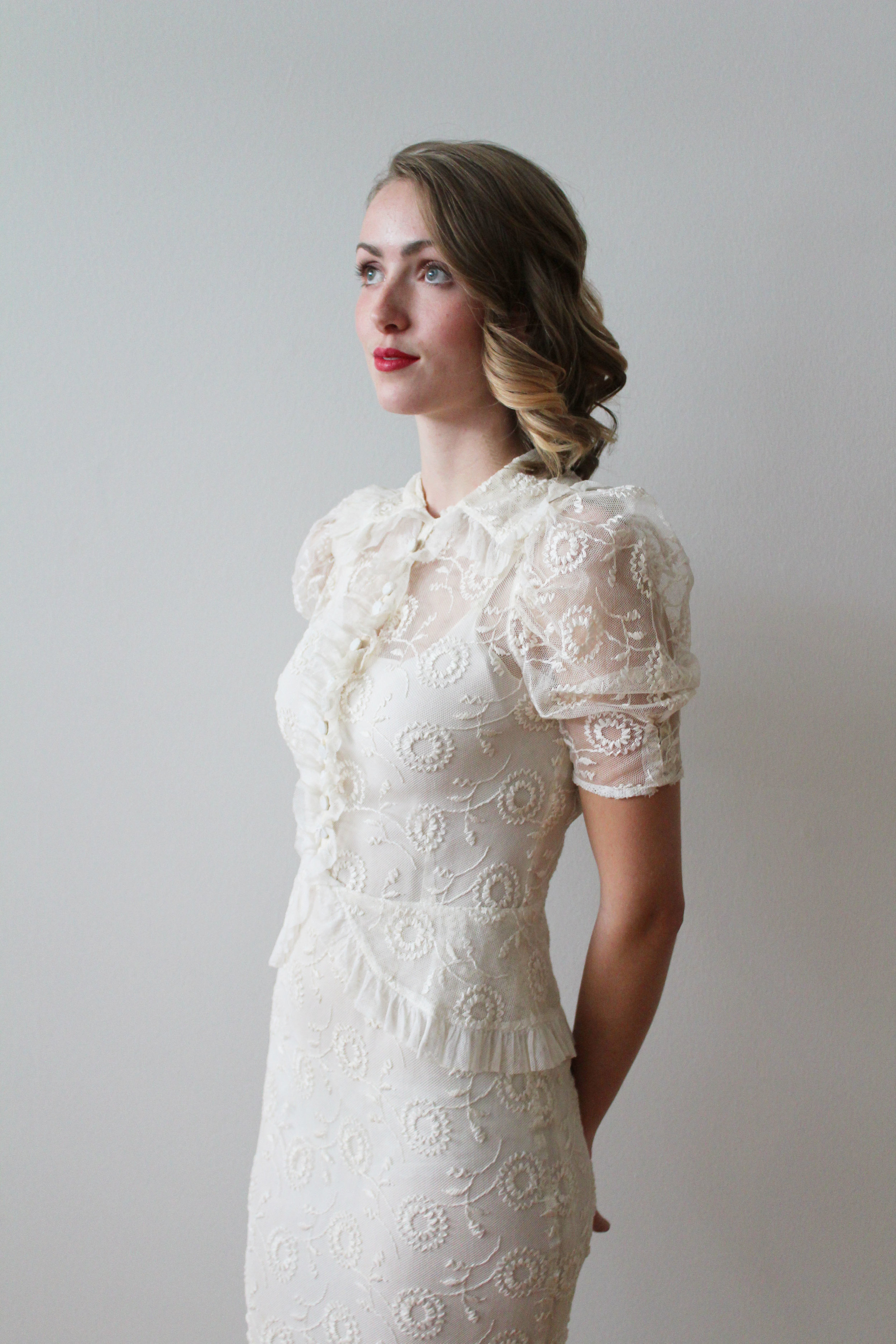 Vintage 1930s Embroidered Wedding Dress - Hazel — Miranda's Vintage Bridal