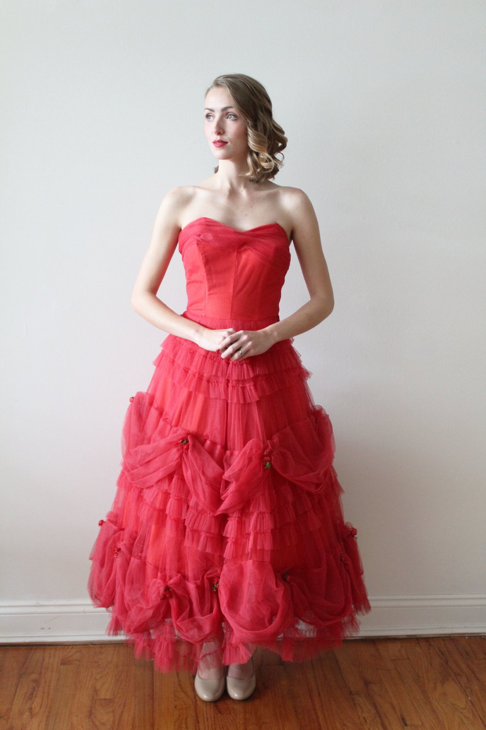 1950s Red Rose Prom Dress  Miranda's Vintage Bridal