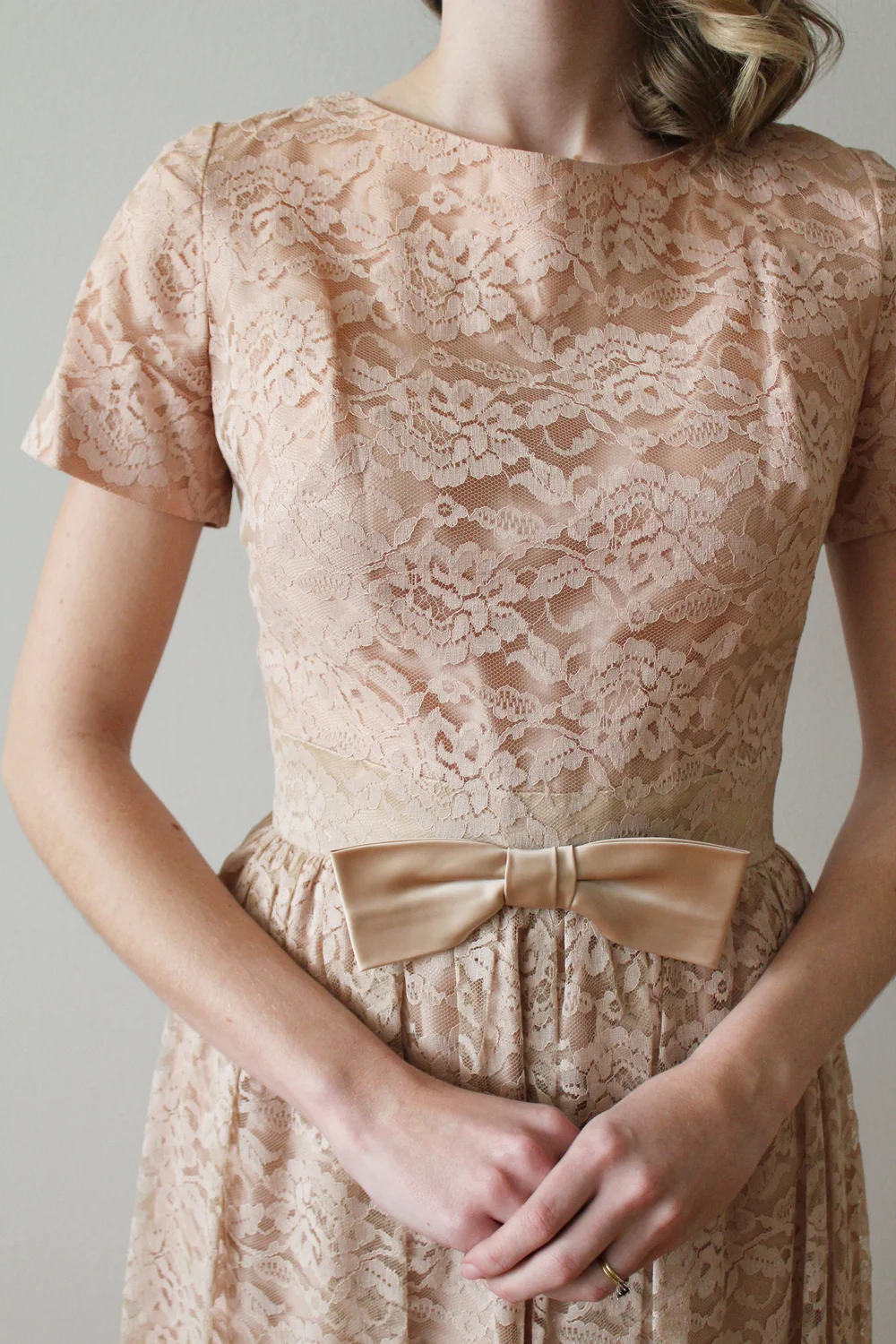 dusty rose party dress Wedtrend Women Dusty Rose Evening Dress A Line Round Neck Floor Length Lace Mother Of The Bridal Dress With Short Sleeves, Dusty Rose / S