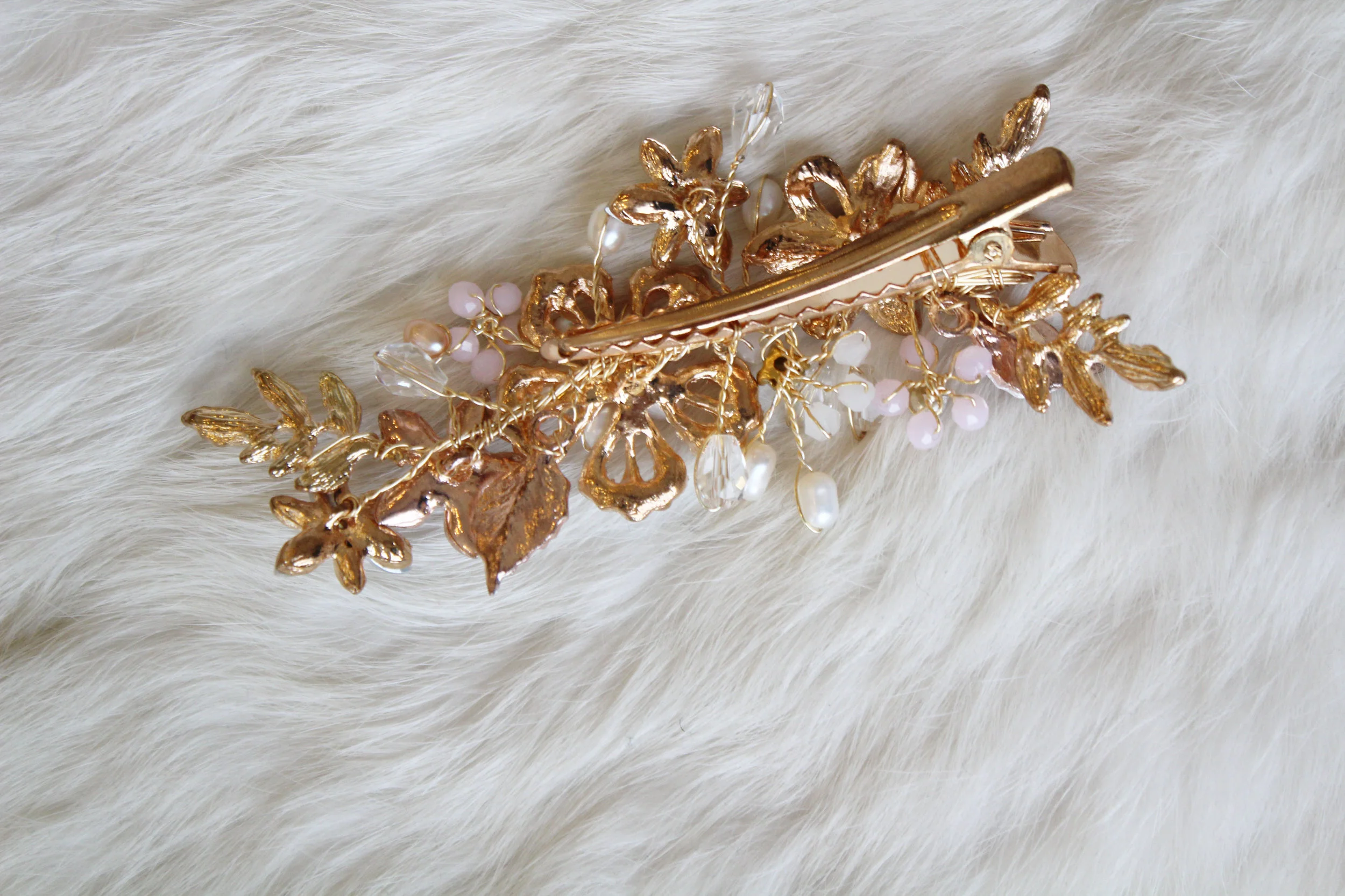 Clip Serre-tête Vintage Camée Floral Or - Bijou Fantaisie - Parfait état