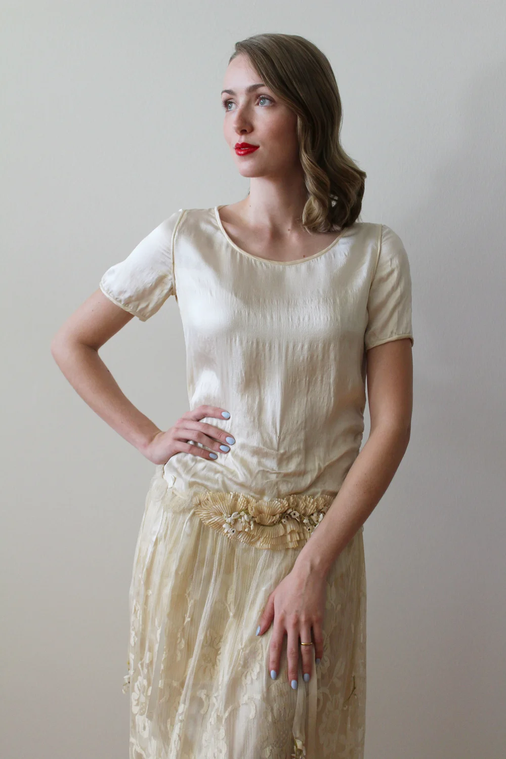 1920s wedding dresses Ayla 1920s Style Wedding Dress in Nude Mint by Nataya