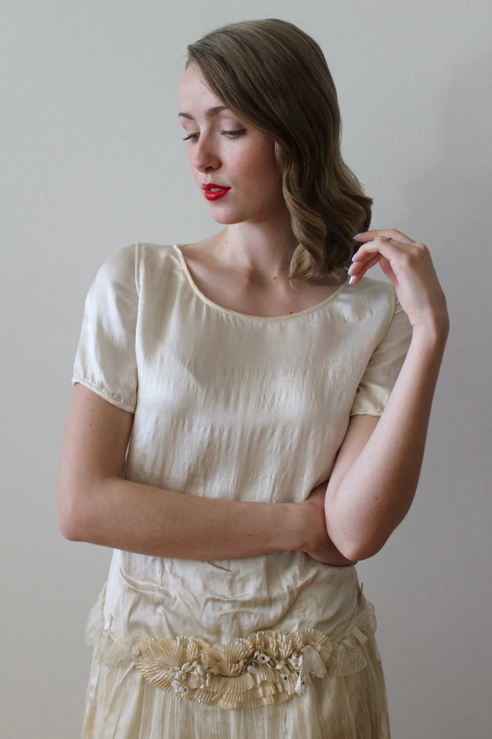 1920s fashion wedding dresses Ayla 1920s Style Wedding Dress in Nude Mint by Nataya main image 0