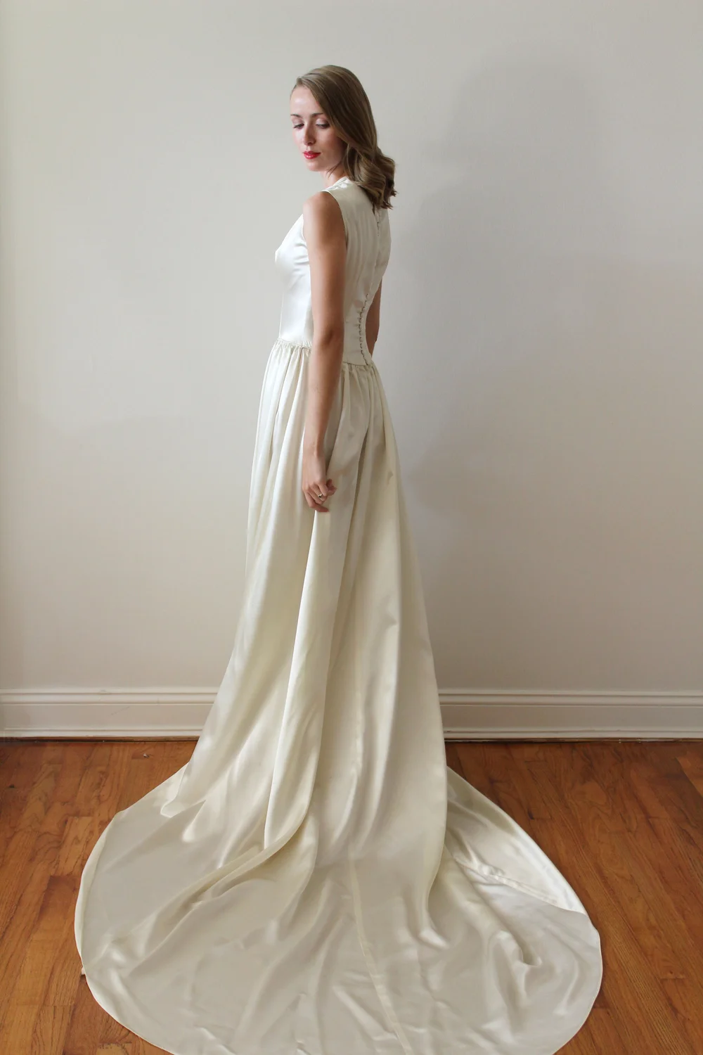 knee length dresses for ladies Edith Satin Wedding Dress main image 1