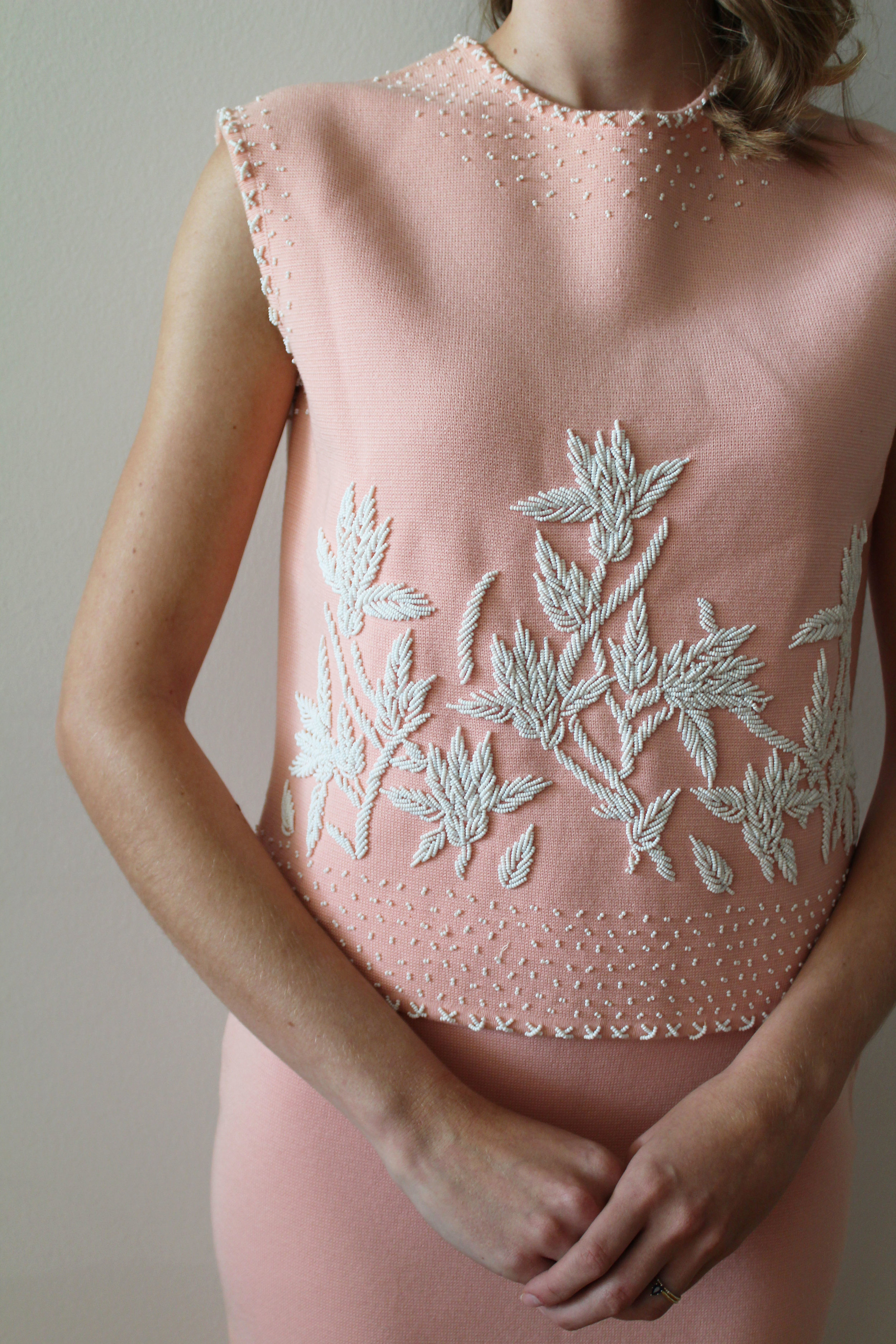 1960s Pink Floral Knit Ensemble