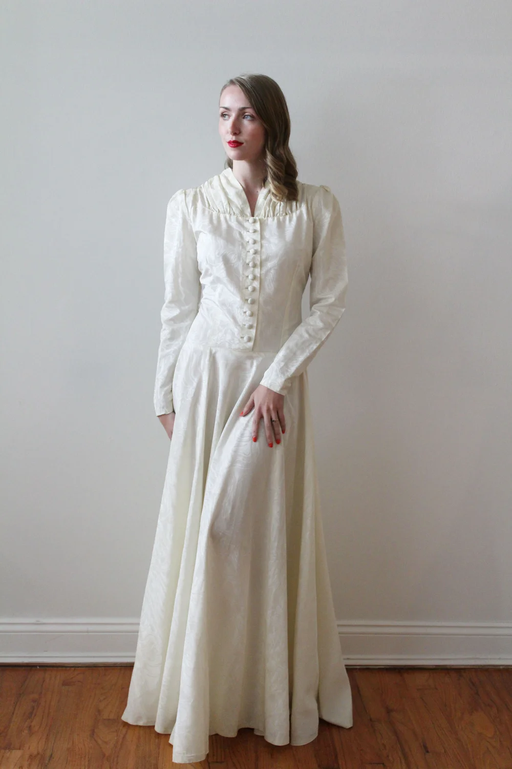 Vintage 1940s Moire Taffeta Wedding Dress - Martha  Miranda's Vintage  Bridal