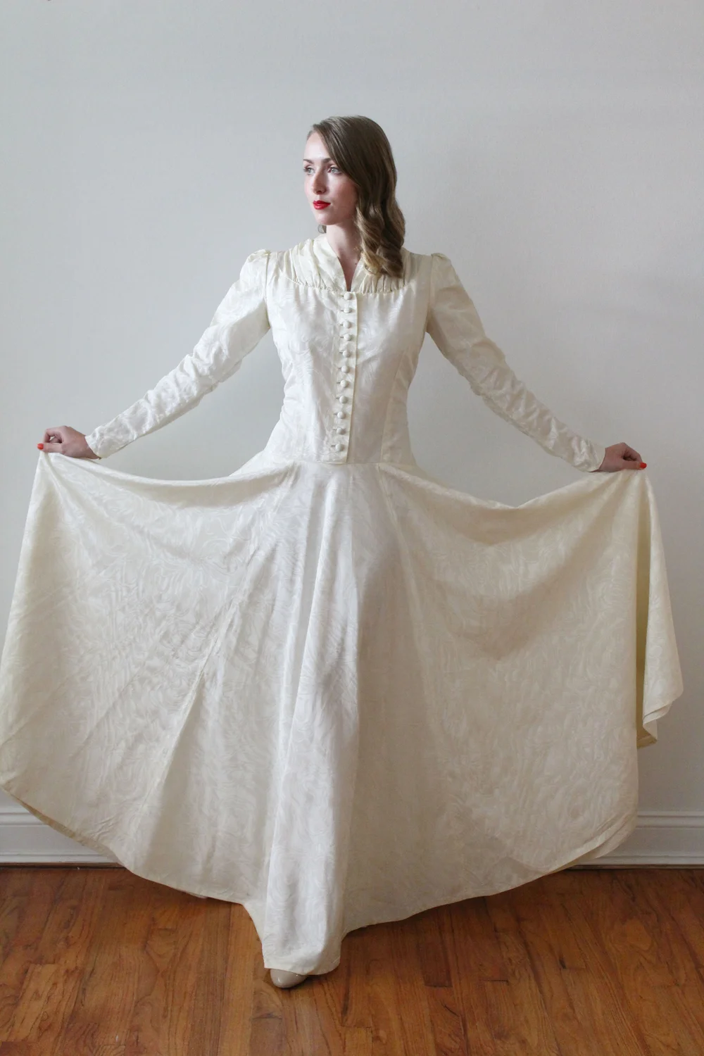 Vintage 1940s Moire Taffeta Wedding Dress Martha — Miranda's