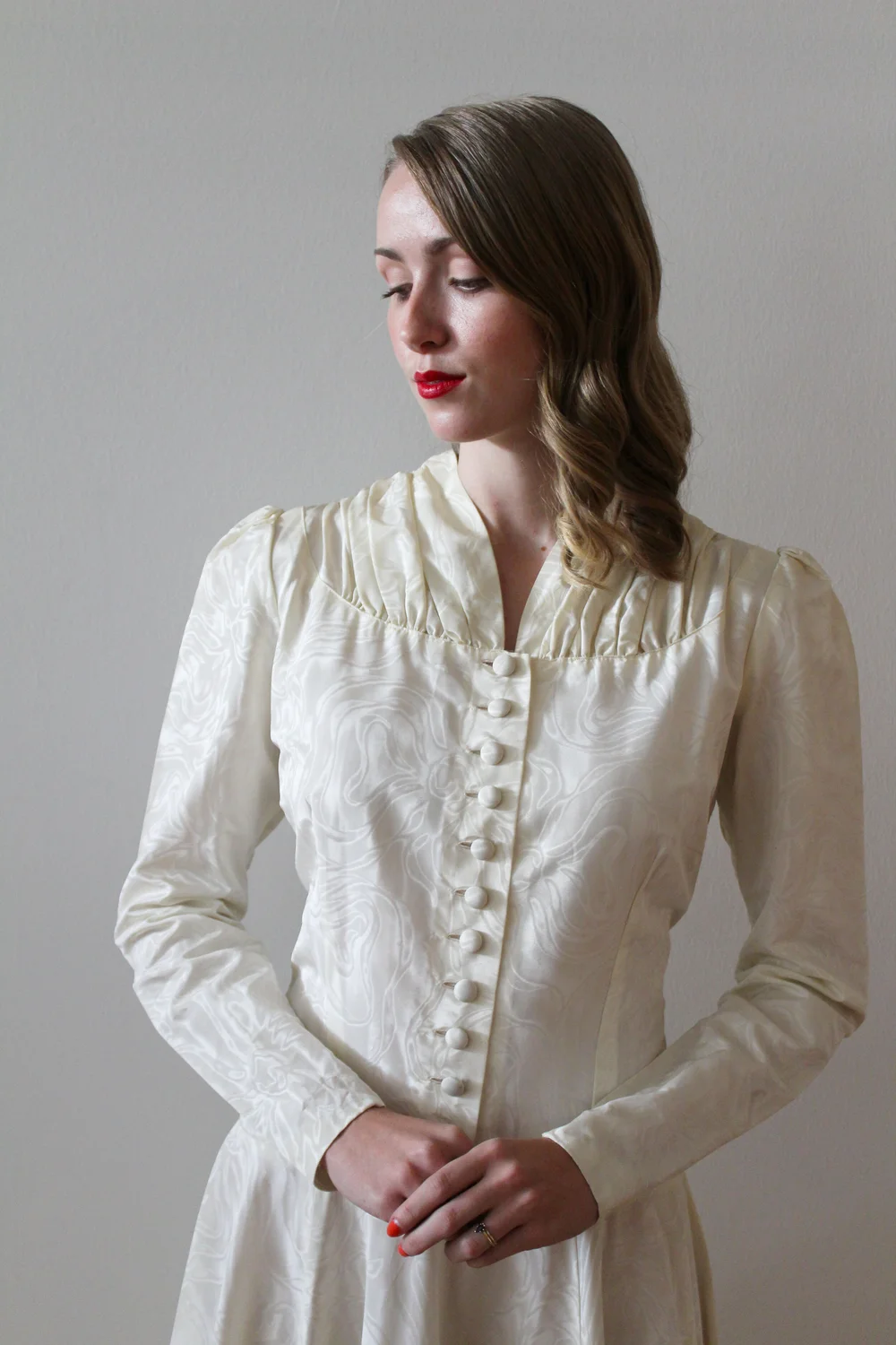 Vintage 1940s Moire Taffeta Wedding Dress - Martha  Miranda's Vintage  Bridal