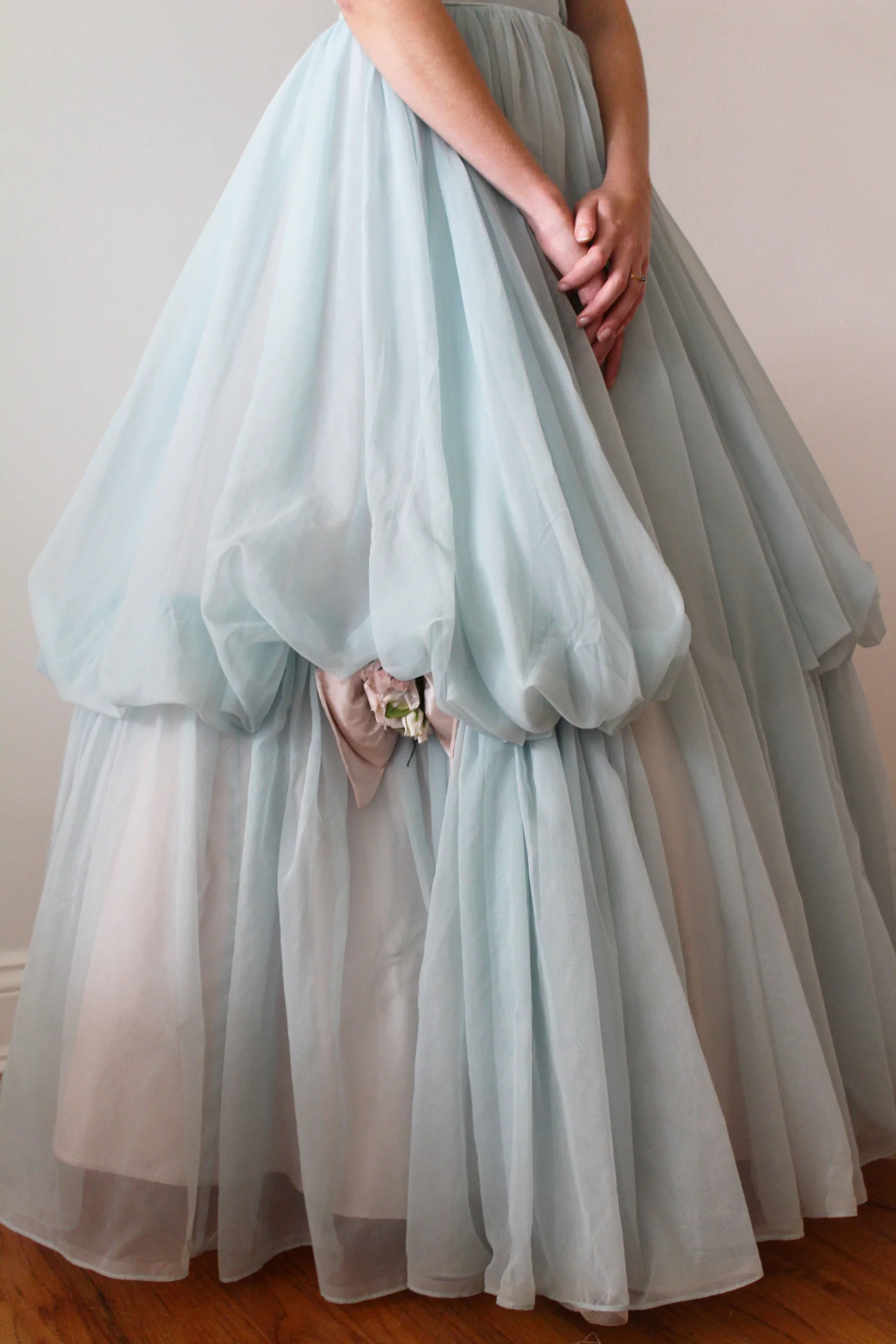 blue vintage wedding dresses Royal Blue and Purple Rococo Ball Gown with Victorian Collar – Vintage Wedding Dress with Long Sleeves and Floral Embellishments Plus Size Size 18W / main image 0