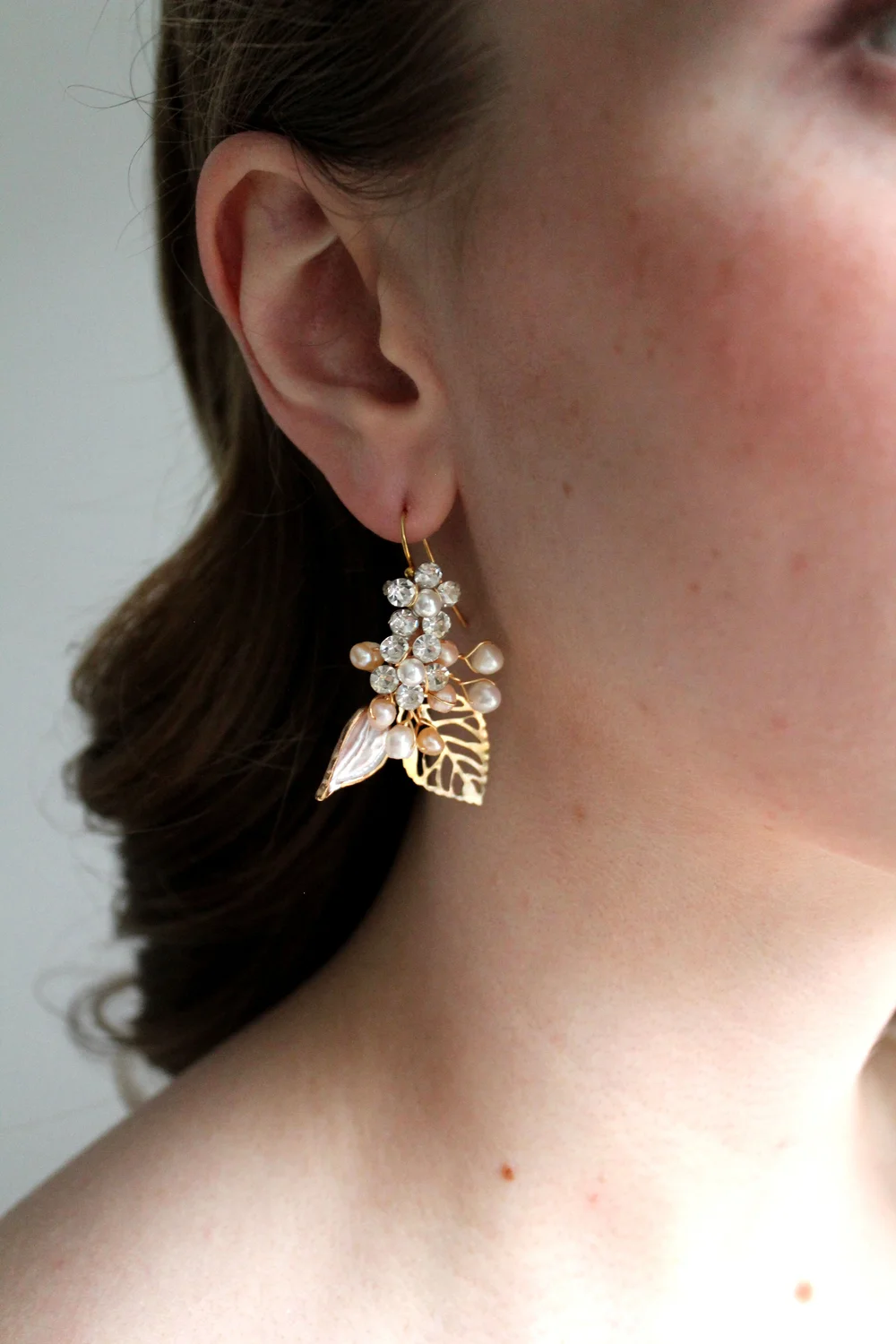 Beaded Floral Drop Earring Small — Miranda's Vintage Bridal