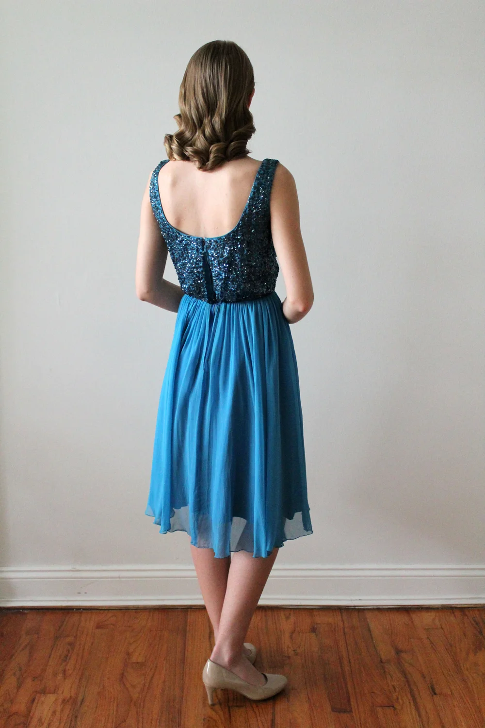 blue ruched mini dress Snow White Dress with Apron – The Frilly Frog main image 1