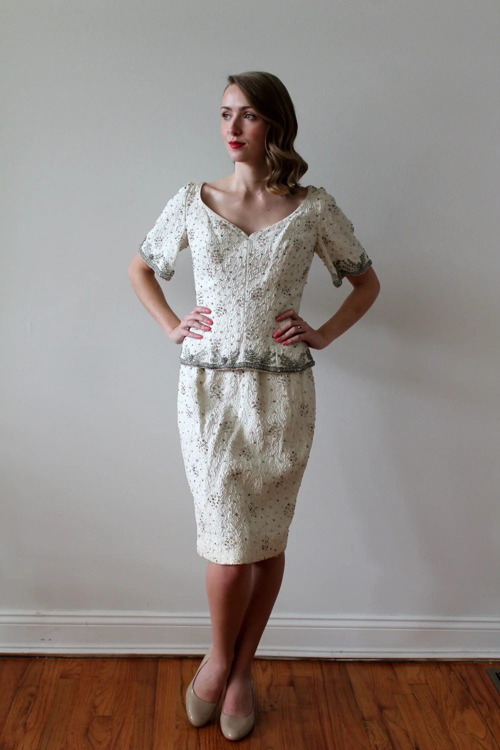 1980s Ivory Beaded Party Dress  Miranda's Vintage Bridal
