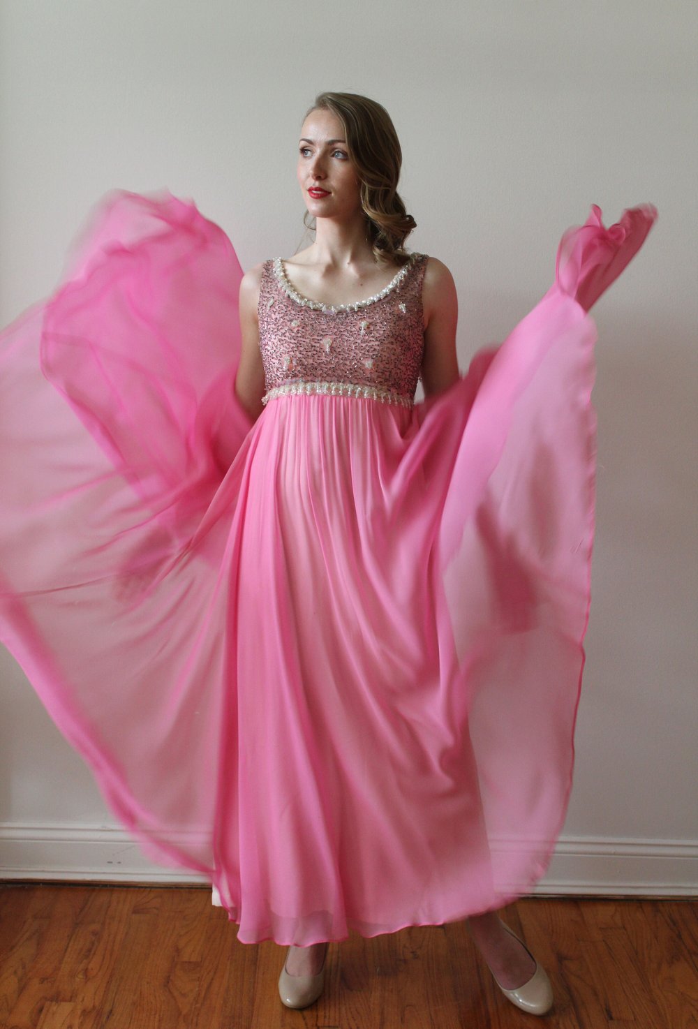 1960 pink dress 50s/60s Hot Pink Sequined Party Dress  Better Dresses Vintage