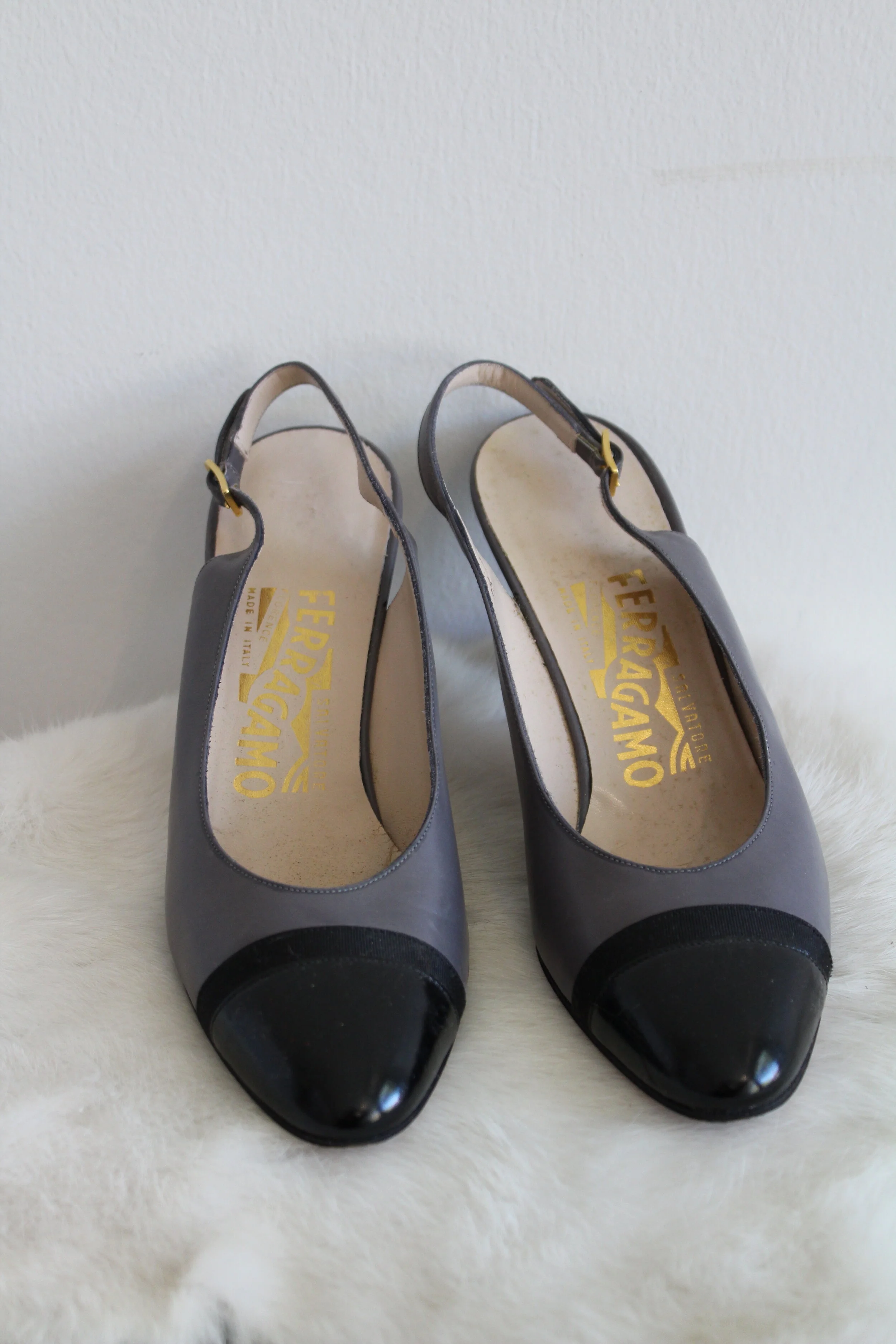gray slingback pumps