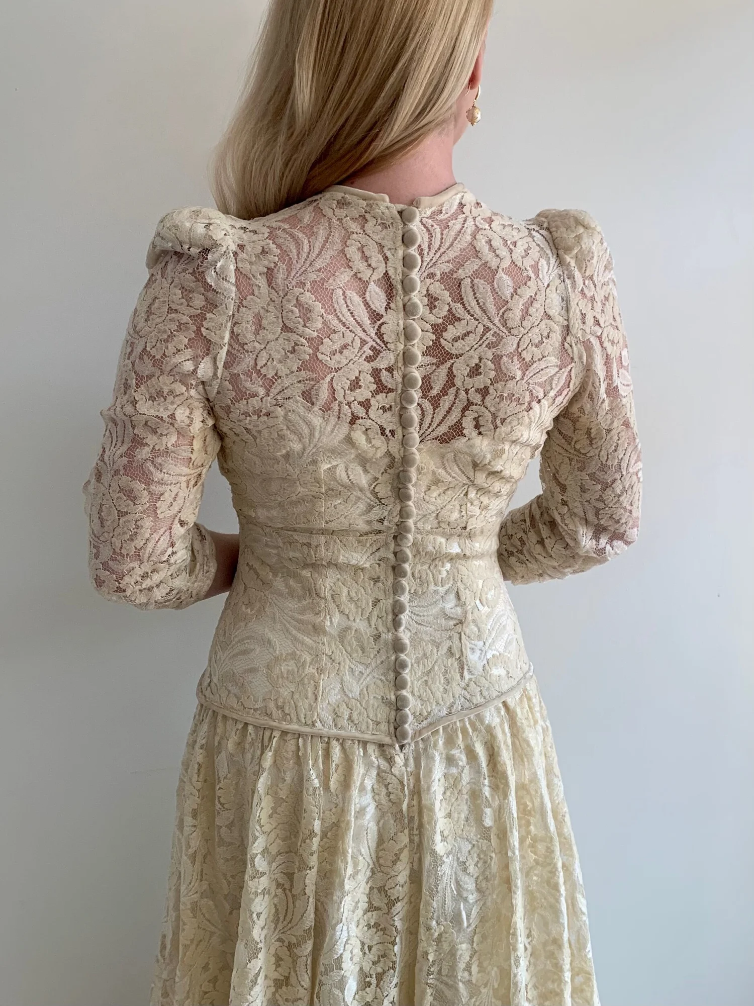 Vintage 1930s Warm Ivory Wedding Dress with Velvet - Colette  Miranda's Vintage  Bridal