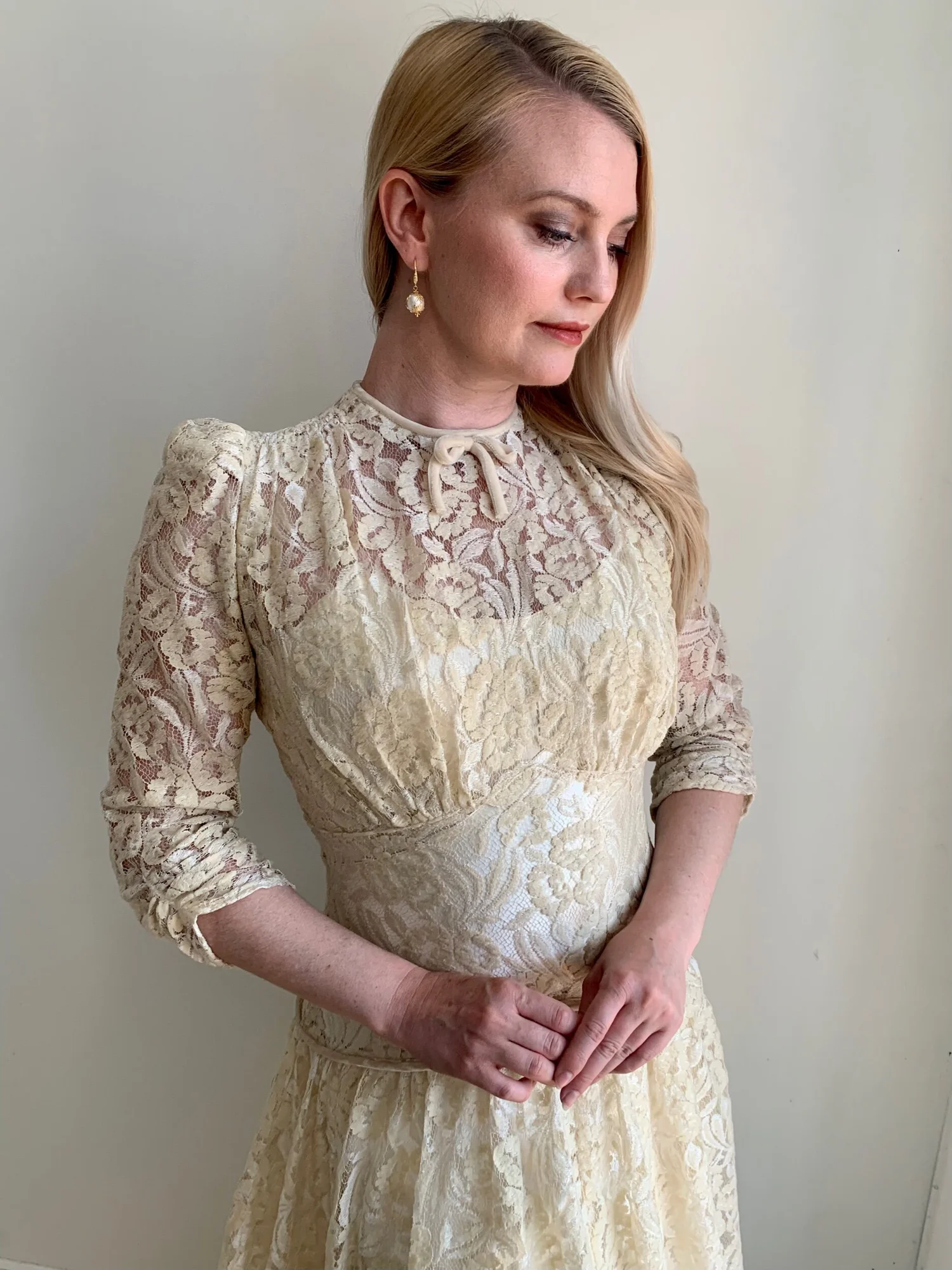 Vintage 1930s Warm Ivory Wedding Dress with Velvet - Colette  Miranda's Vintage  Bridal
