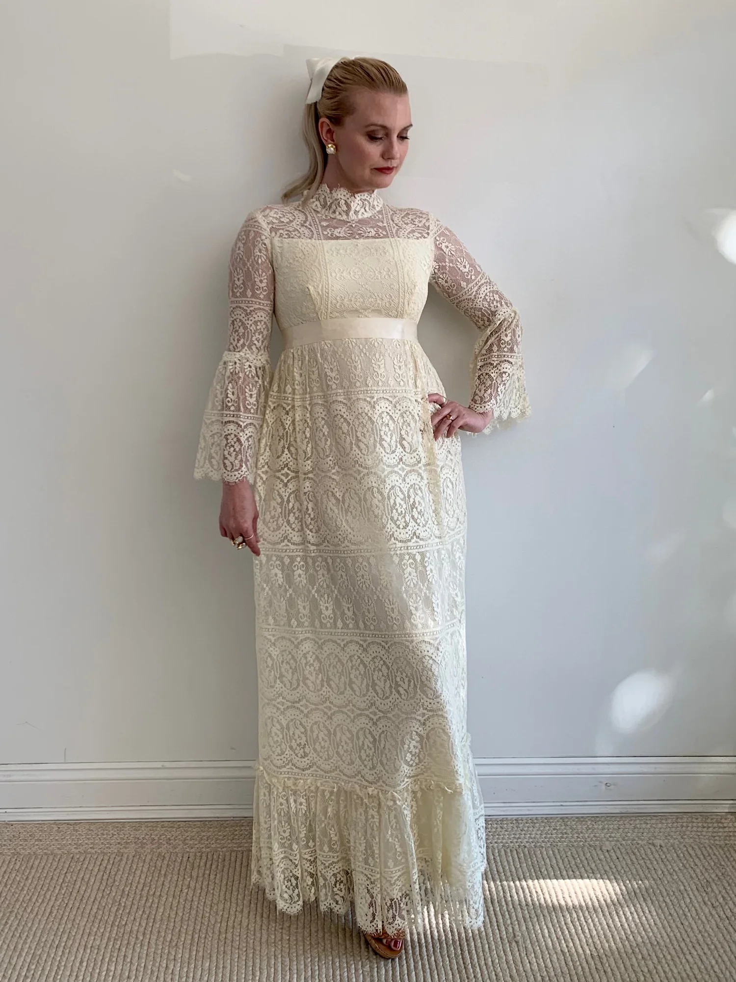 chinese dress ladies Between Two Worlds Vintage Lace Maxi Dress in Ivory Ivory / L main image 0