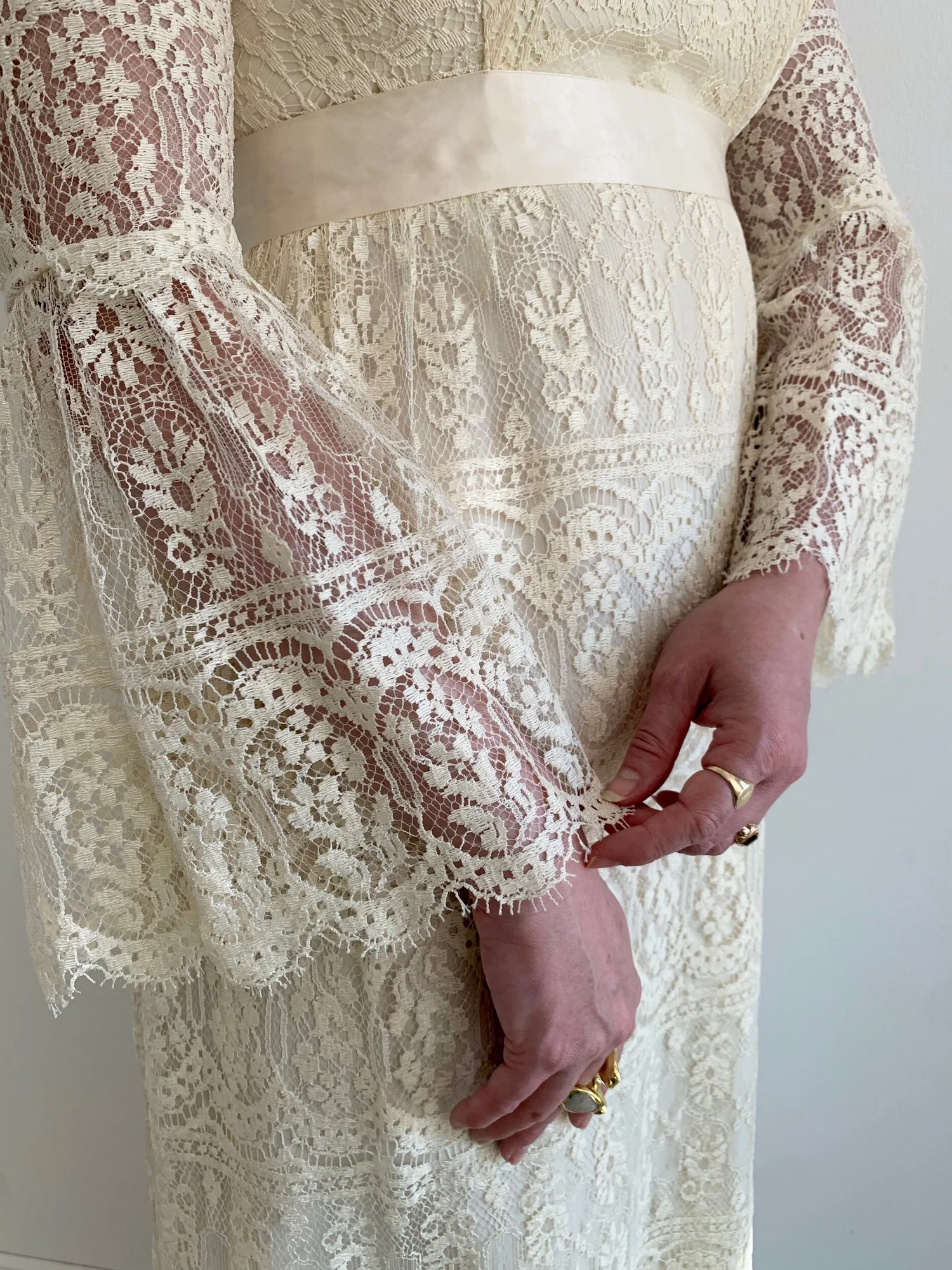 Vintage 1960s Ivory Wedding Gown with Bell Sleeves - Darla  Miranda's Vintage  Bridal