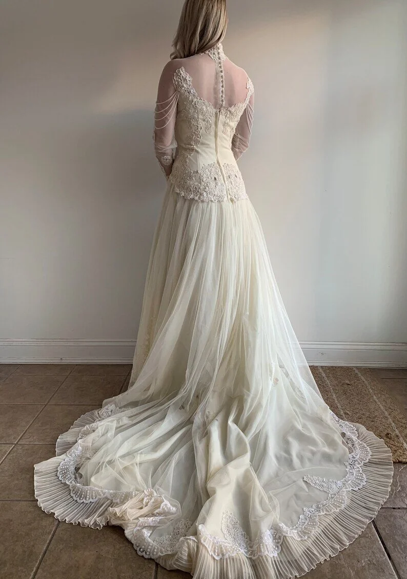 sachin and babi light blue dress Dropped Waist Bridal Gowns at Mira Couture Chicago