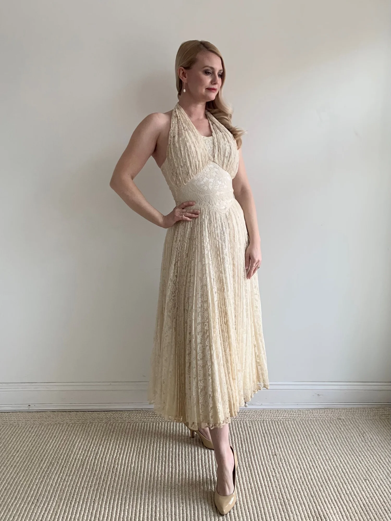 slim fit dress slacks Cinderella Divine CV01P Halter Pleated Marilyn Monroe Style Dress - main image 0