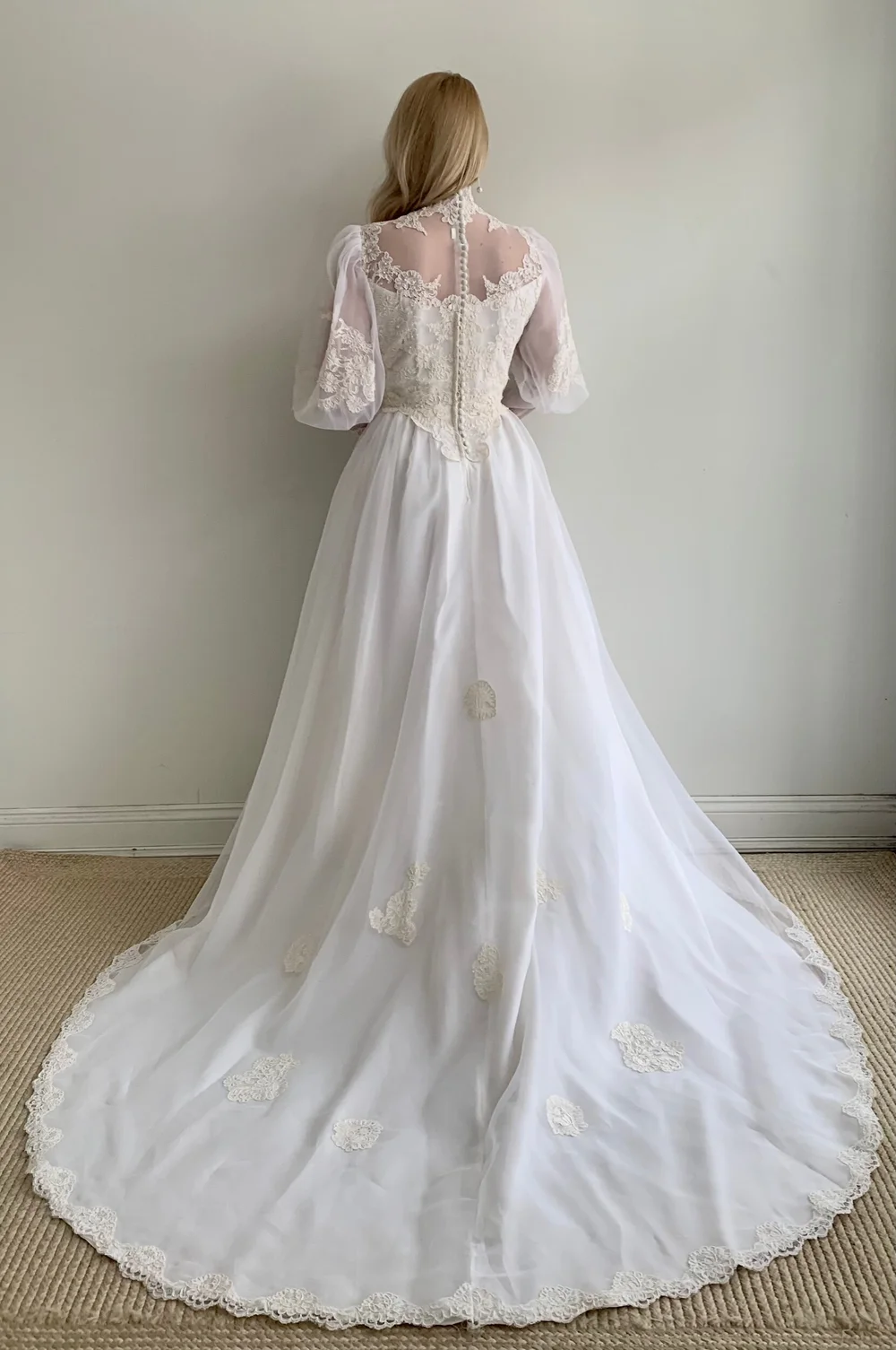 chinese dress ladies 80s Wedding Dress | Puff Sleeve Mermaid Wedding Dress main image 1