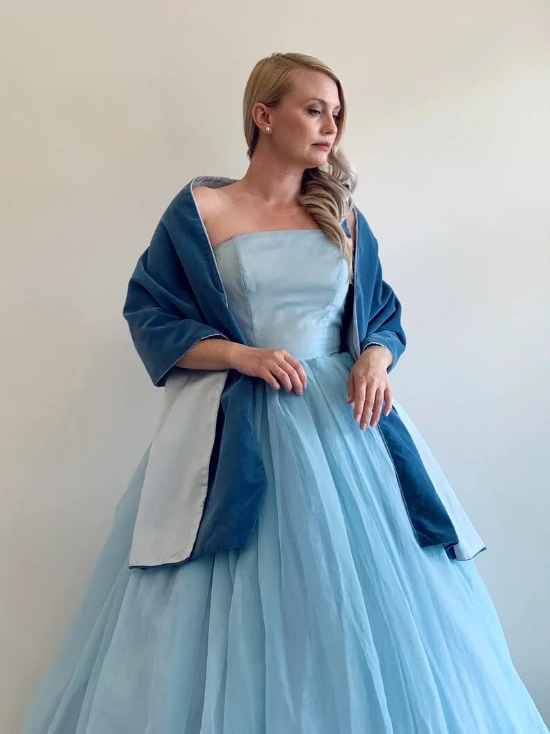 1950s Light Blue Cinderella Ball Gown