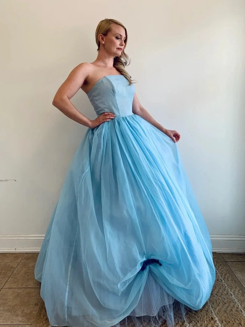 blue dress cinderella Movie 2015 blue ballgown Ella Cinderella Dress – Cosplayrr main image 0