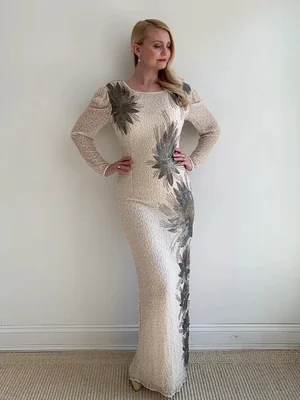 Vintage 1980/90s Beaded Silk Evening Dress  Miranda's Vintage Bridal
