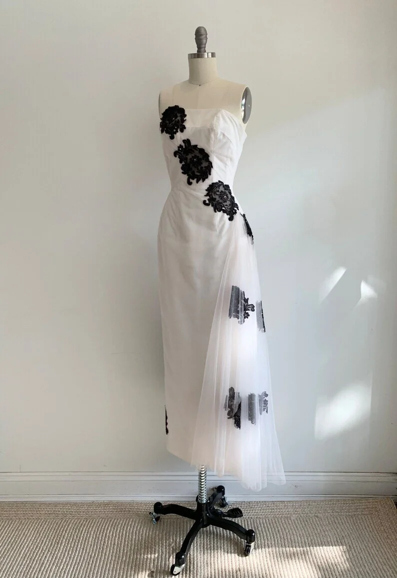 blue dress for baby girl Unique Vintage 1950s Black Crushed Velvet & White Fur Delores Swing Dr