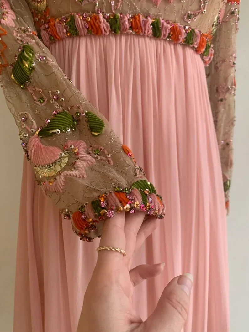 beaded silk chiffon dress Sue Wong Vintage Y2K Beaded Silk Chiffon Dress main image 0