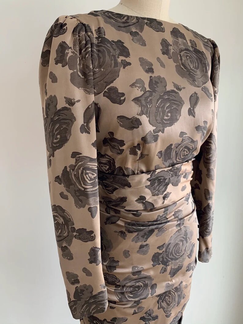 strapless open back dress 1980s Vintage Sheer Heavily Beaded Silk Party Dress with Cutout & Floral Designs