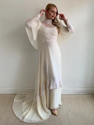 white christmas dresses 1970s Cream Evening/Wedding Dress, Size XS – Kingdom of Brooklyn Vintage main image 0