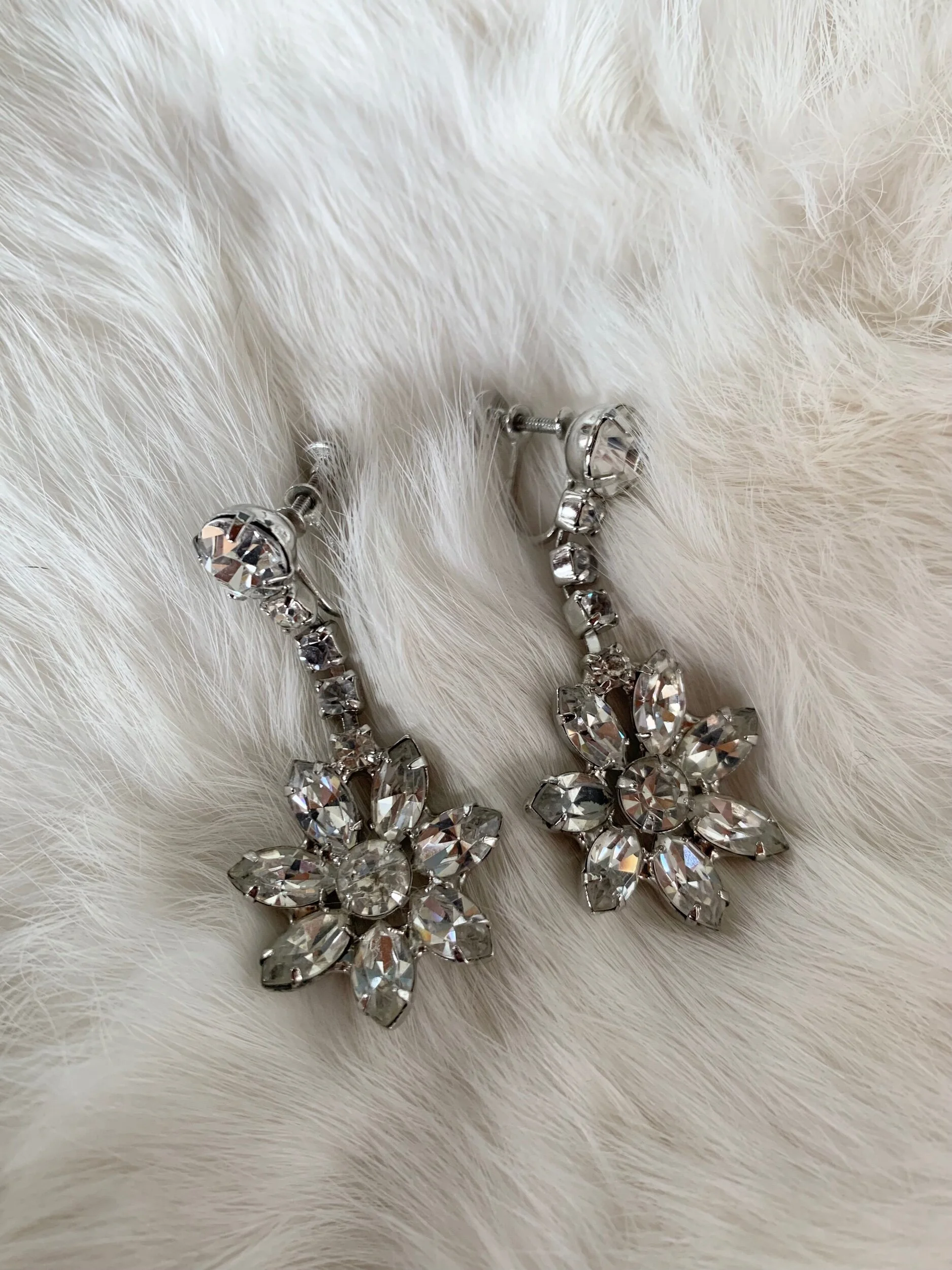 1930s-50s Floral Crystal Drop Earring