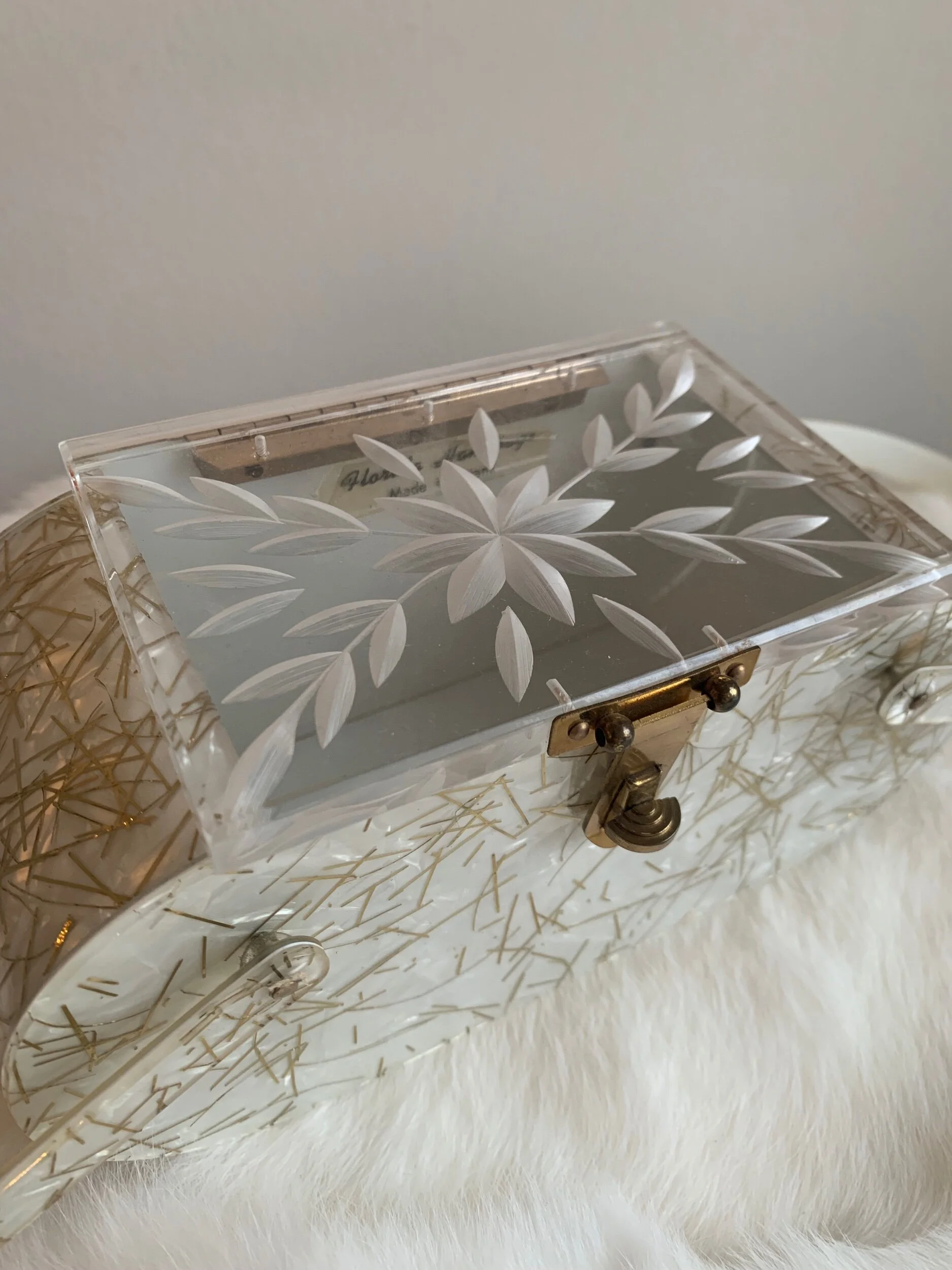 1950s Opalescent Confetti Lucite Purse