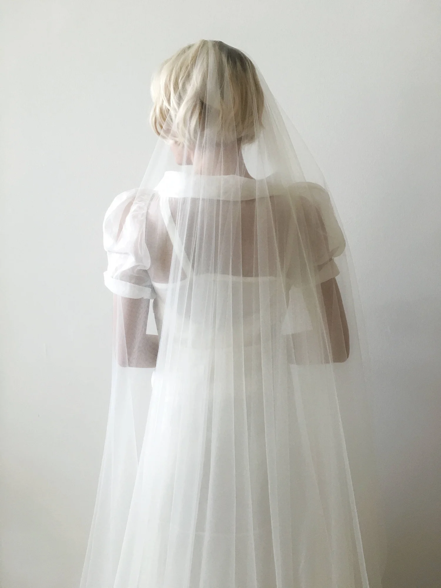 Bridal Veil, Chapel Length Handmade Venice Rose Flower Lace-Edged Wedding Veil, Chapel Length  main image 4