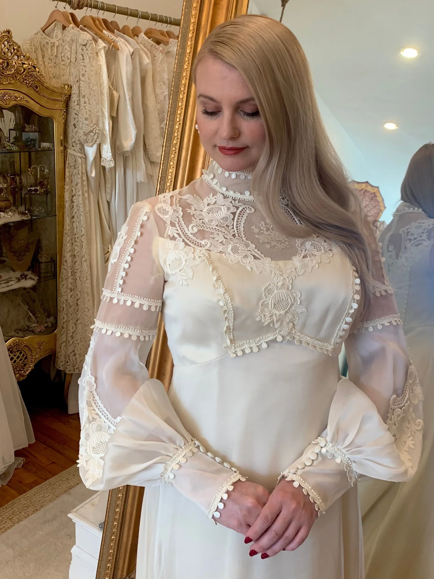 knee length dresses for ladies 3D Floral Modest Wedding Dress, Hijab Bridal Gown, High Neck Long Slee –  Fatma Sevildi Couture