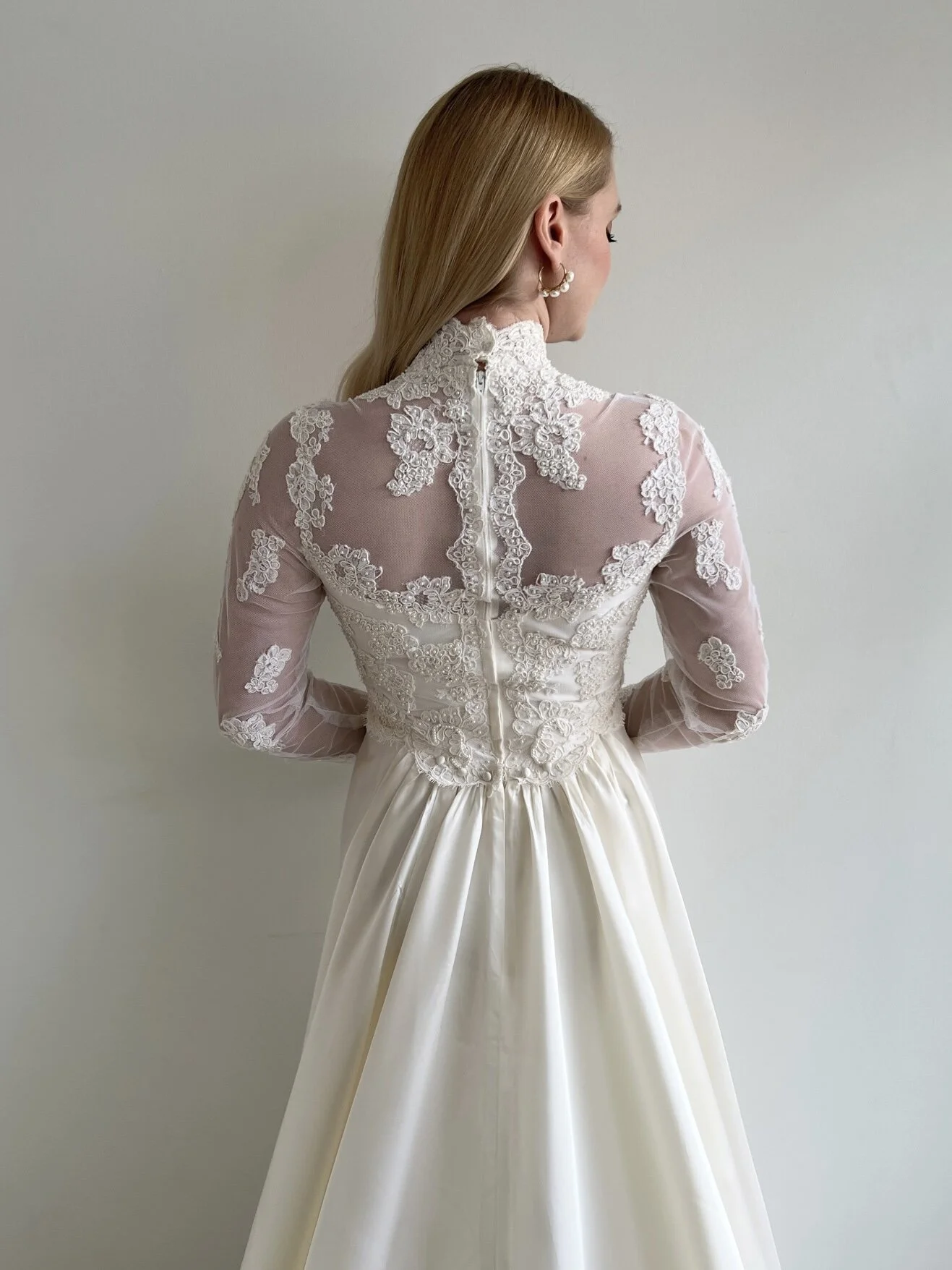Vintage 1970s Priscilla of Boston Long Sleeve Wedding Gown - Corinne   Miranda's Vintage Bridal